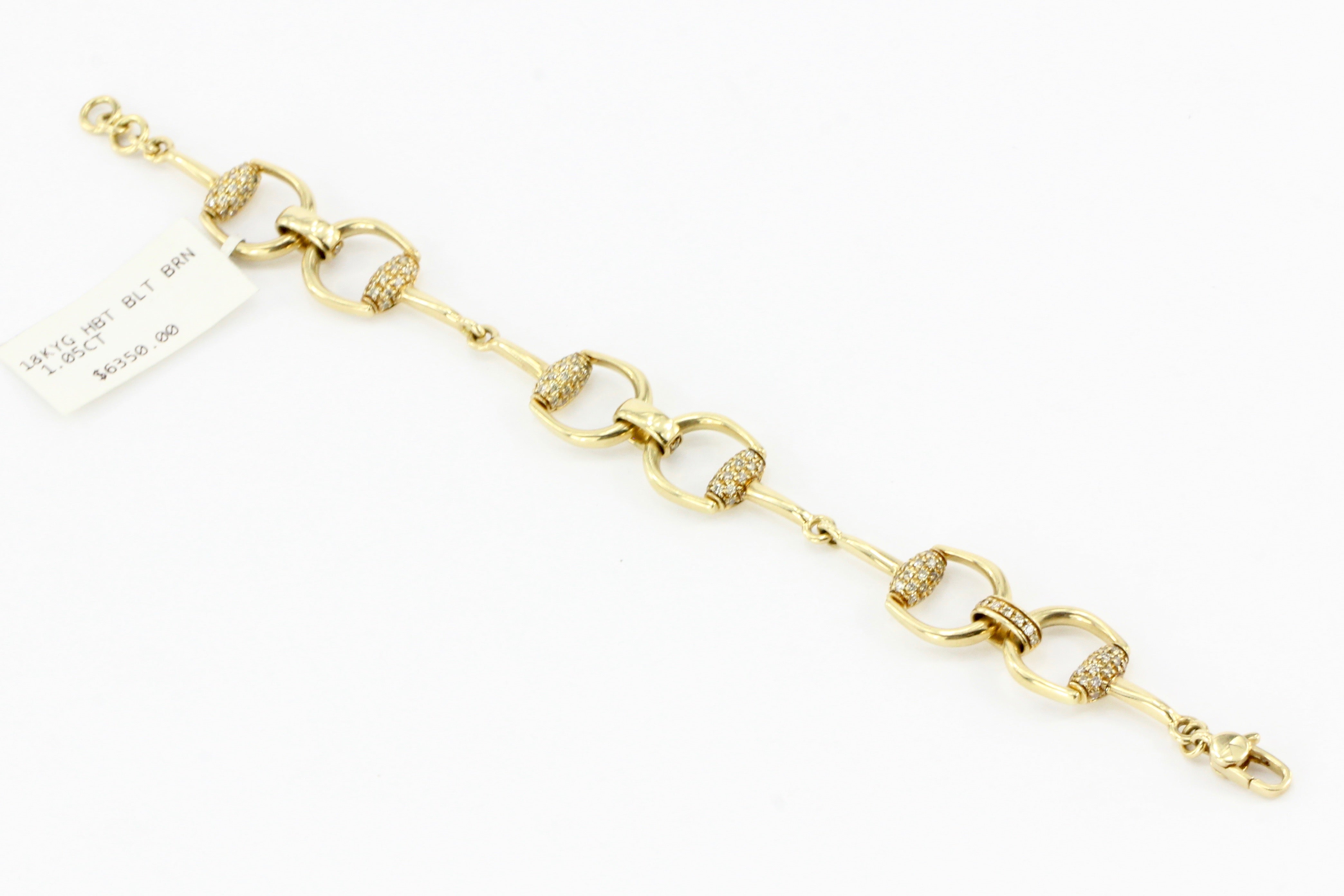 Gucci 18K Yellow Gold 1.05 CTW Diamond Horse Bit Bracelet - Queen May