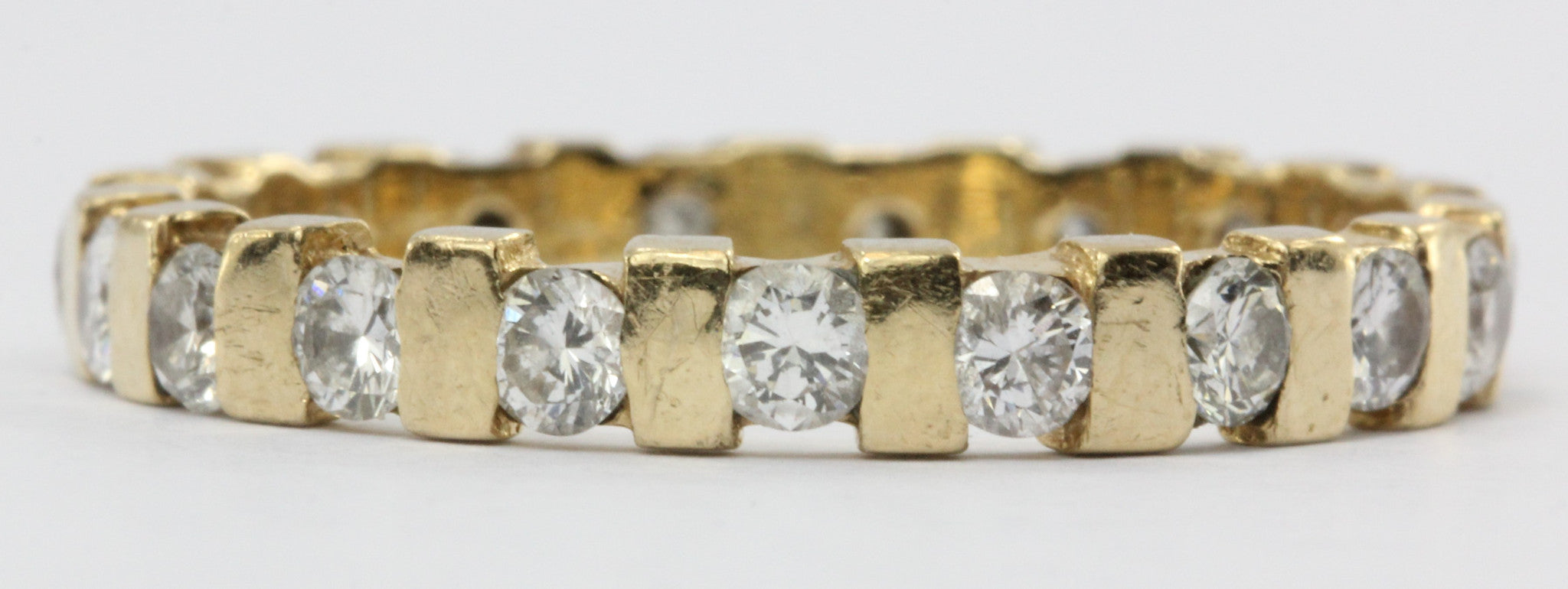 Vintage 14K Gold 1 CTW Diamond Eternity Band Ring Size 7 - Queen May