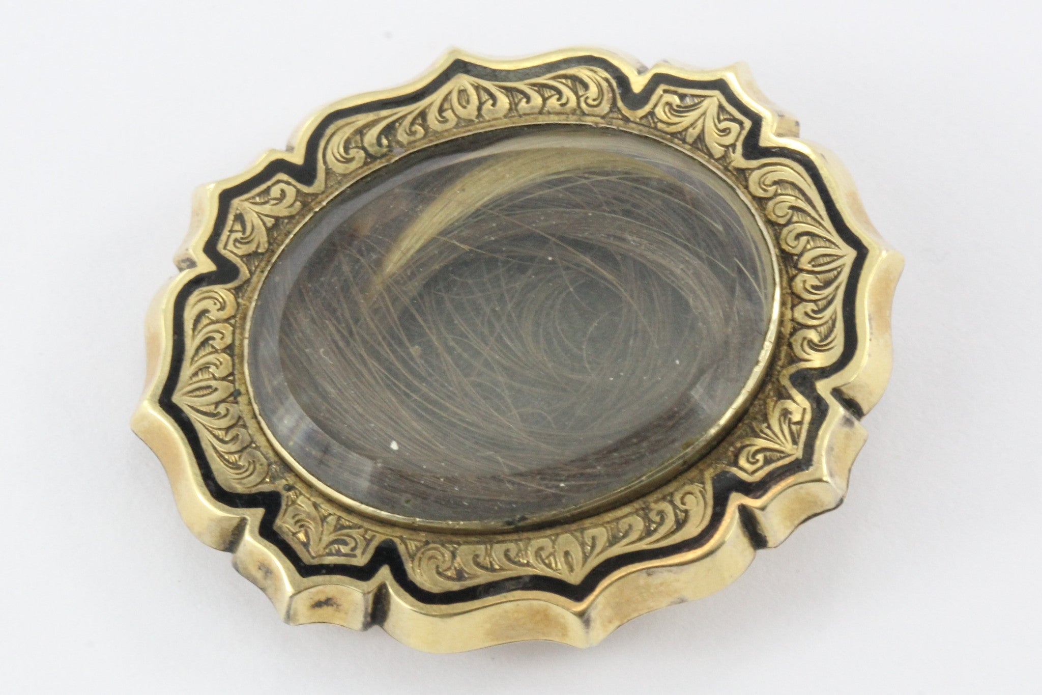 Antique 1849 Victorian American 14K Gold & Enamel Mourning Pendant - Queen May