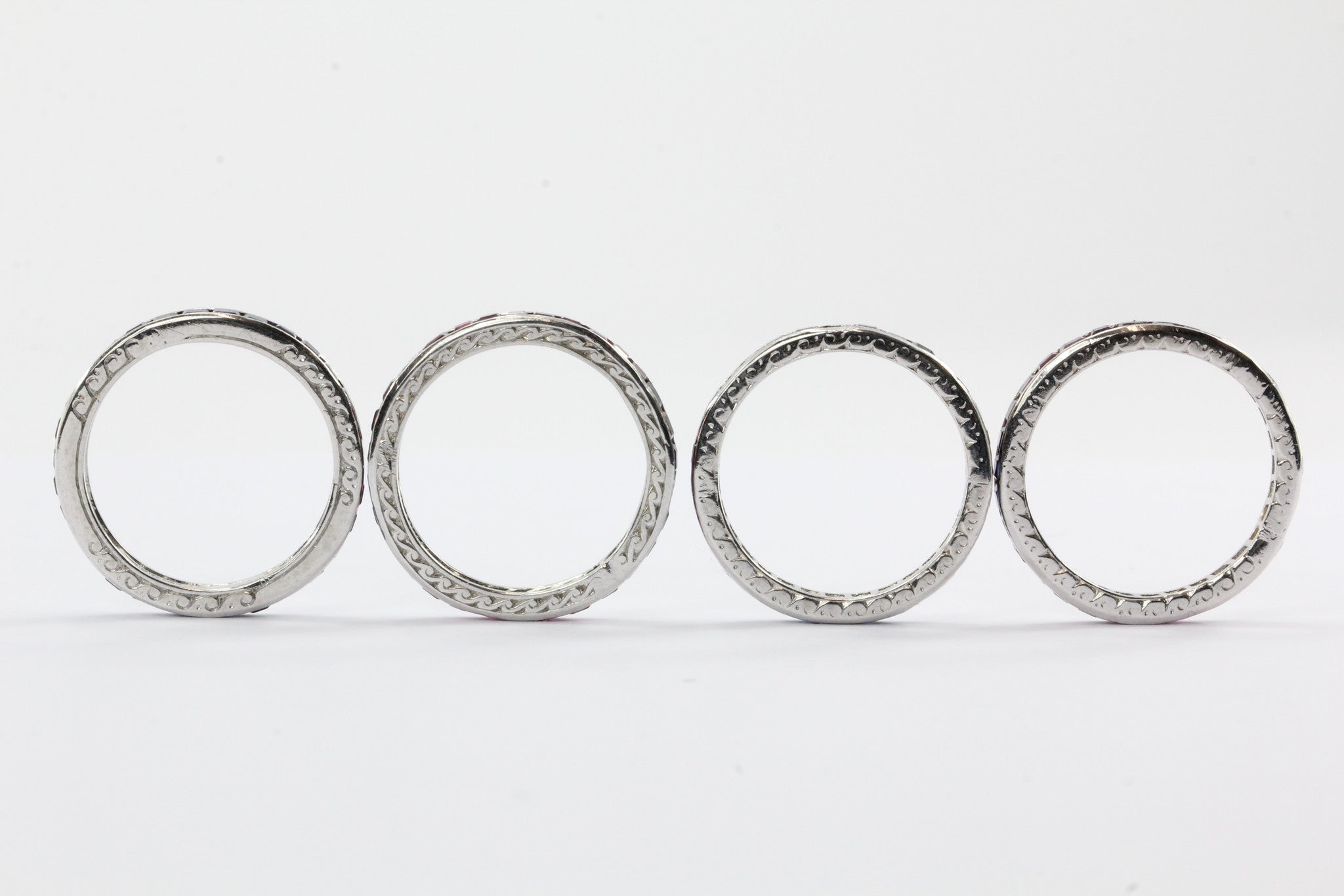 4 Stackable Art Deco Tiffany & Co Platinum Ruby Sapphire Eternity Bands c.1930 - Queen May
