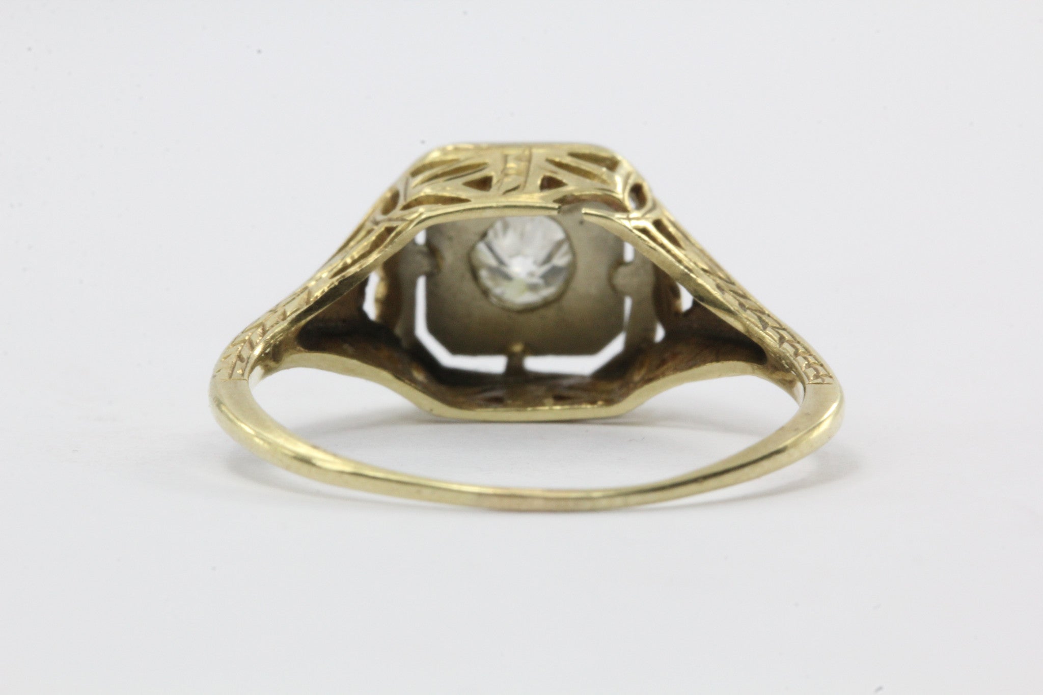 Antique Edwardian 14K Gold .20 Carat Old European Diamond Engagement Ring - Queen May