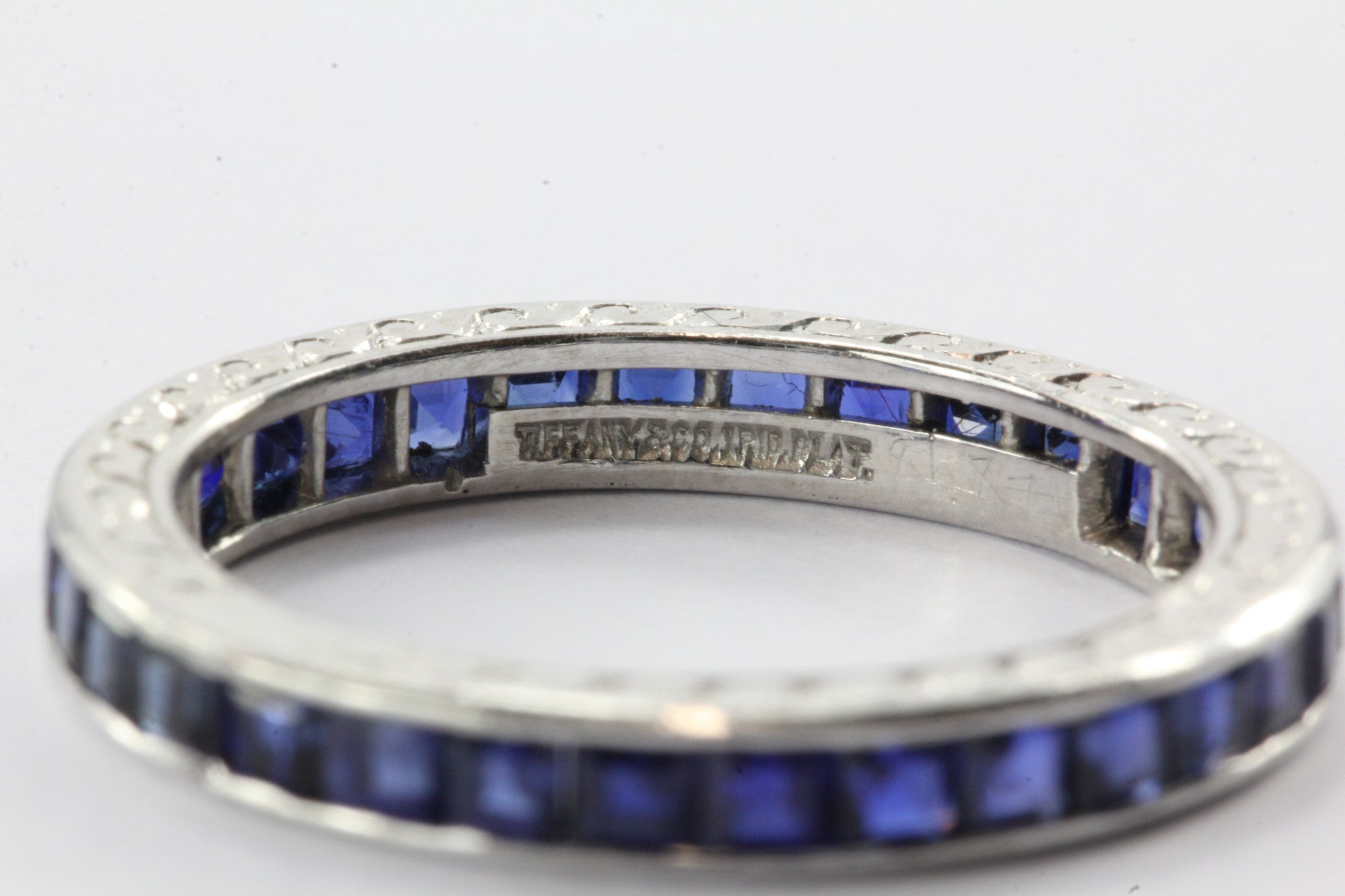 4 Stackable Art Deco Tiffany & Co Platinum Ruby Sapphire Eternity Bands c.1930 - Queen May