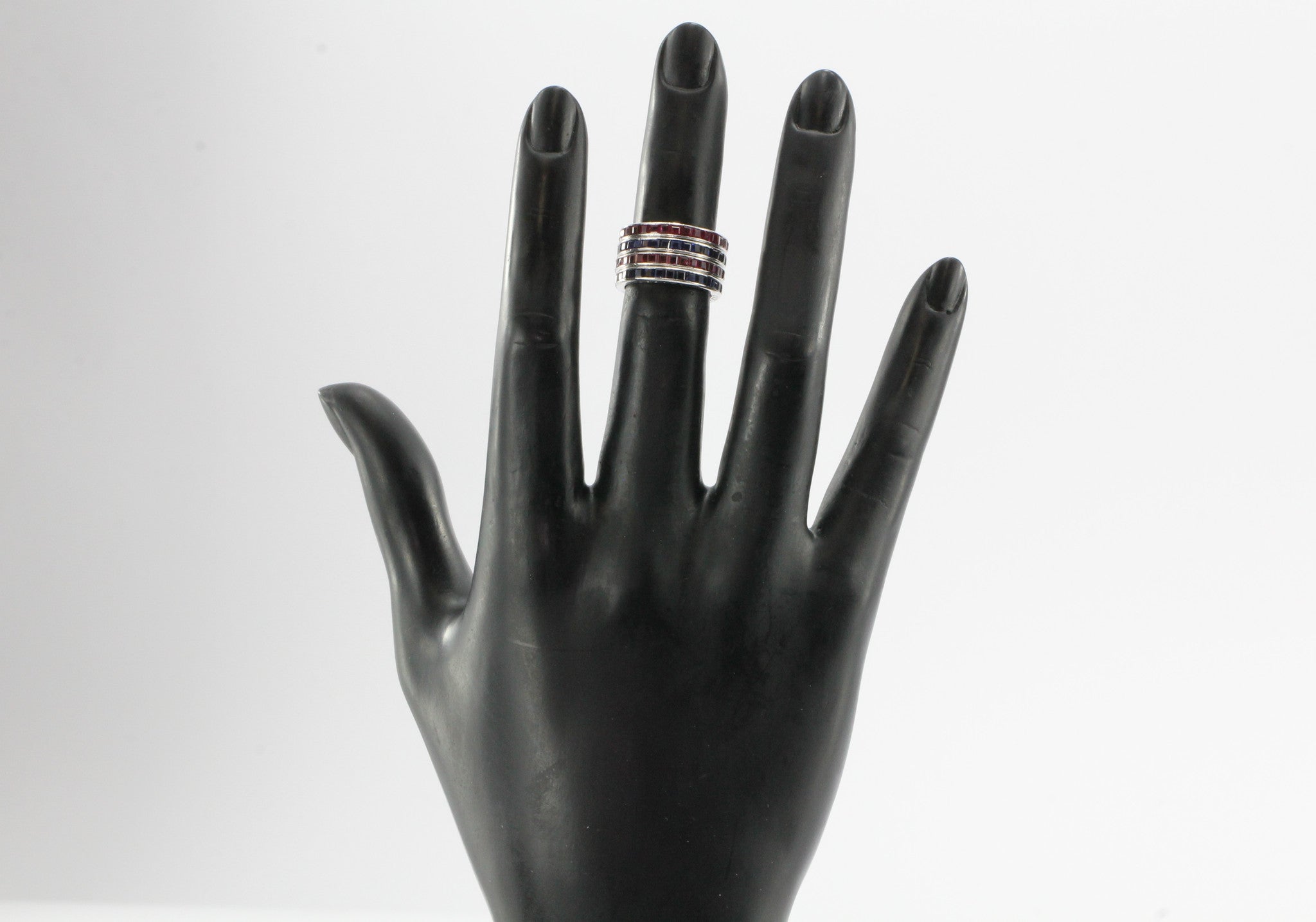 4 Stackable Art Deco Tiffany & Co Platinum Ruby Sapphire Eternity Bands c.1930 - Queen May