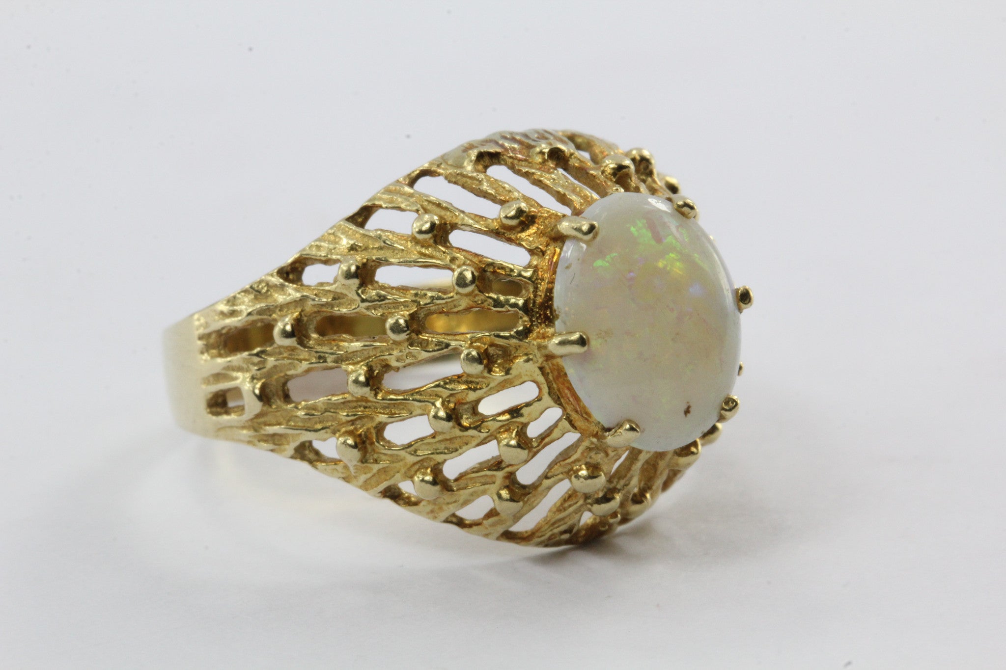Vintage 18K Gold 1 Carat Opal Volcano Ring - Queen May