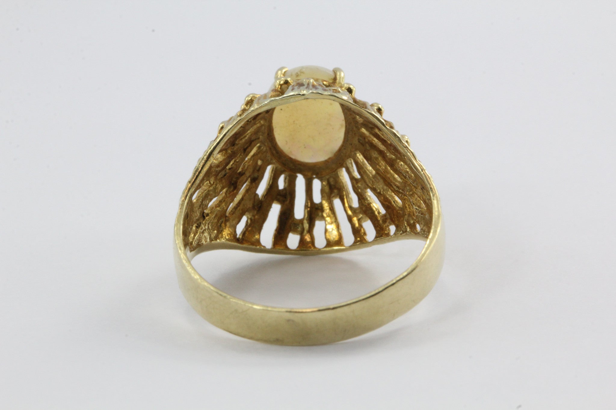 Vintage 18K Gold 1 Carat Opal Volcano Ring - Queen May