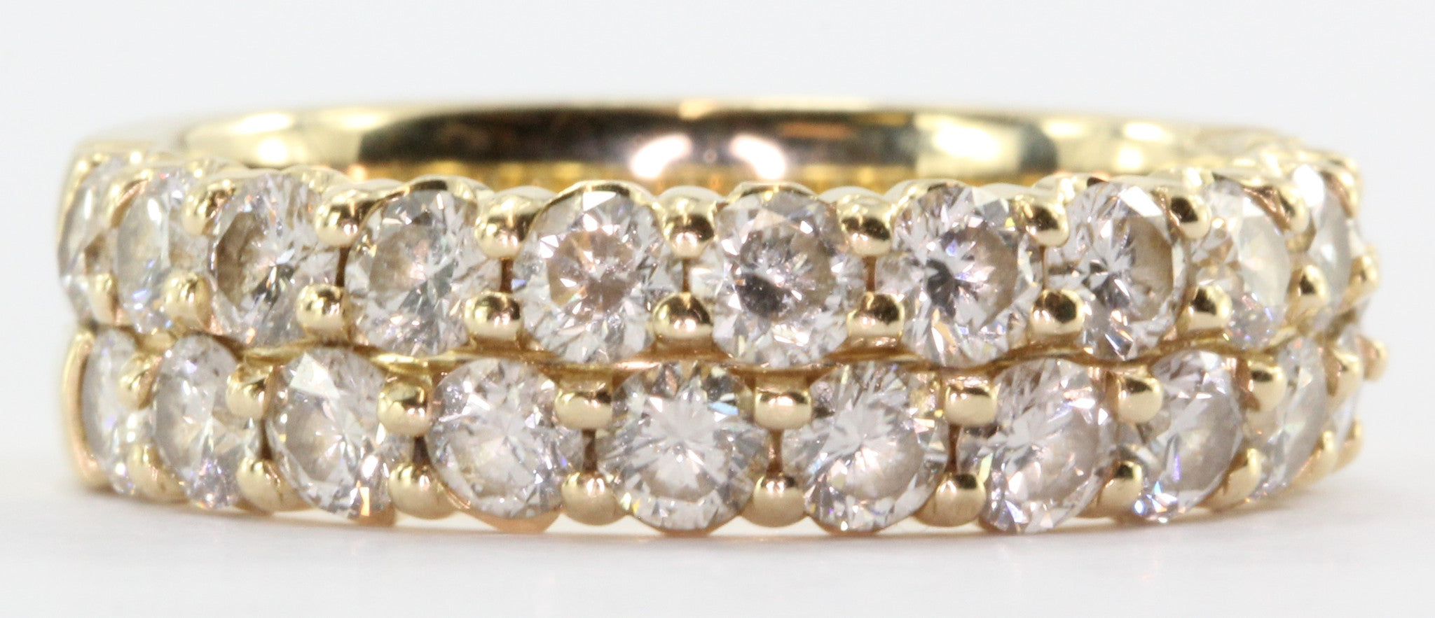 Double Row Half Eternity 14K Gold Band Ring Size 7 - Queen May