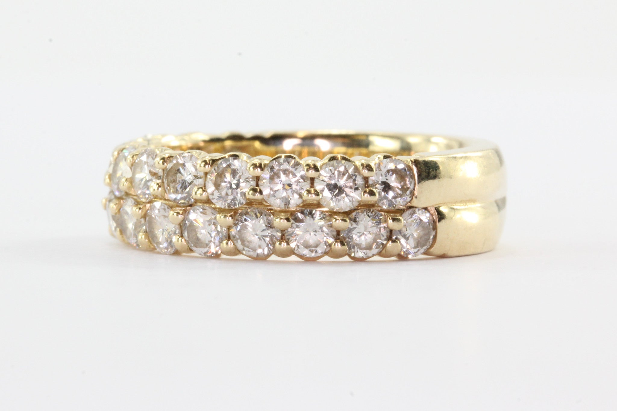 Double Row Half Eternity 14K Gold Band Ring Size 7 - Queen May