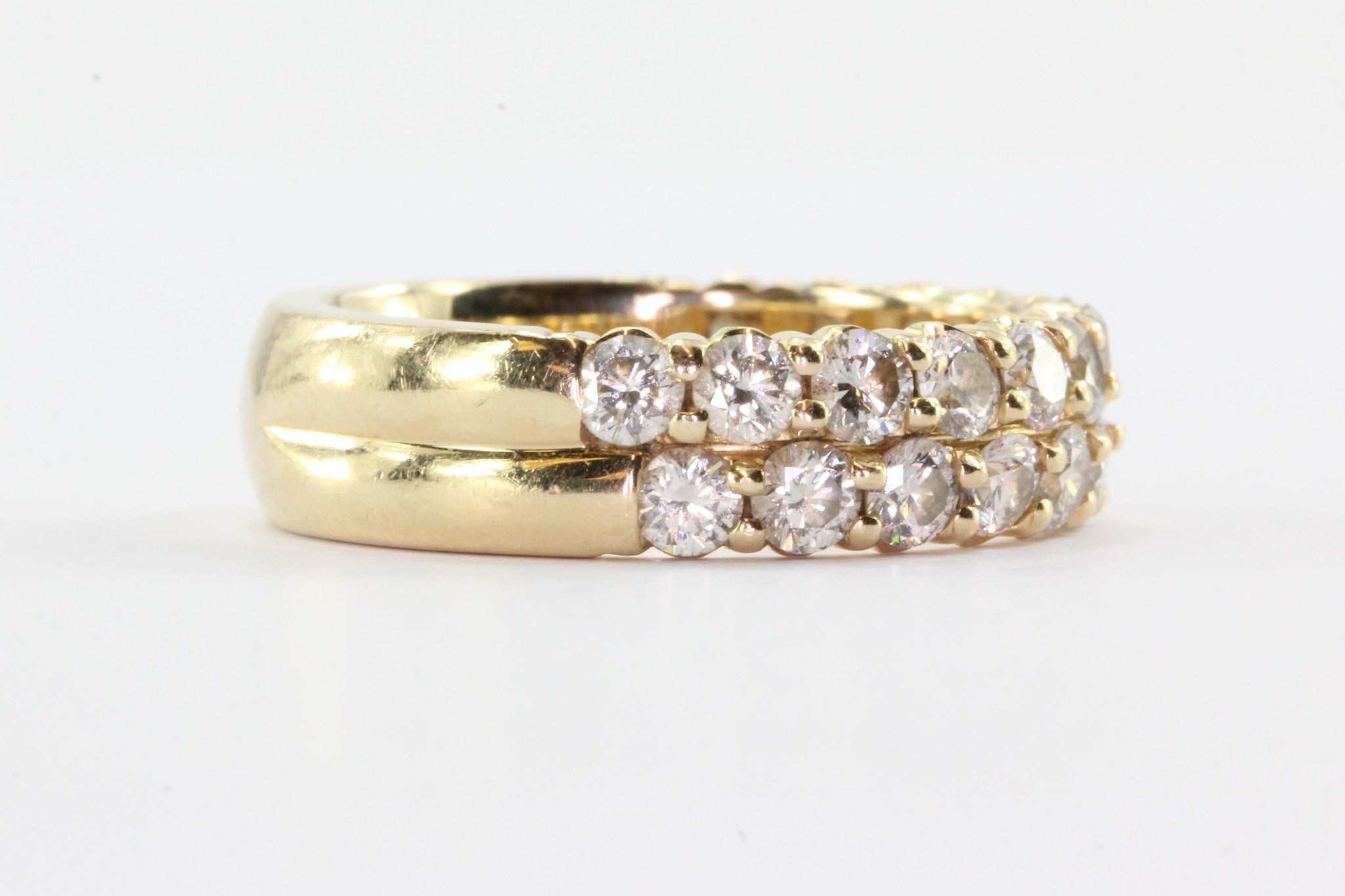 Double Row Half Eternity 14K Gold Band Ring Size 7 - Queen May