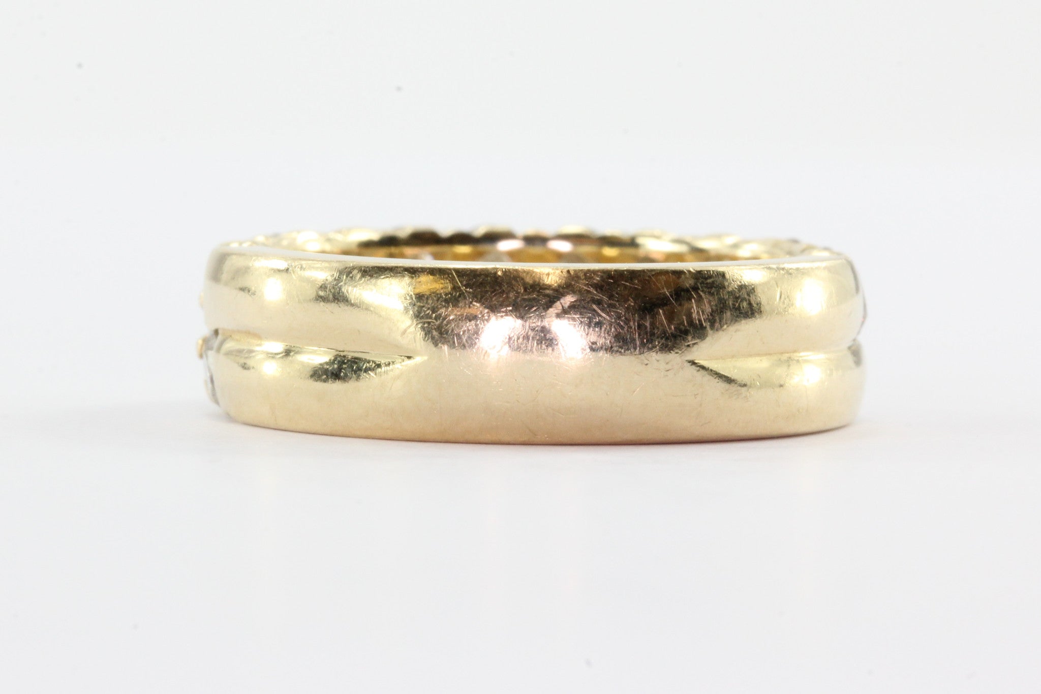 Double Row Half Eternity 14K Gold Band Ring Size 7 - Queen May