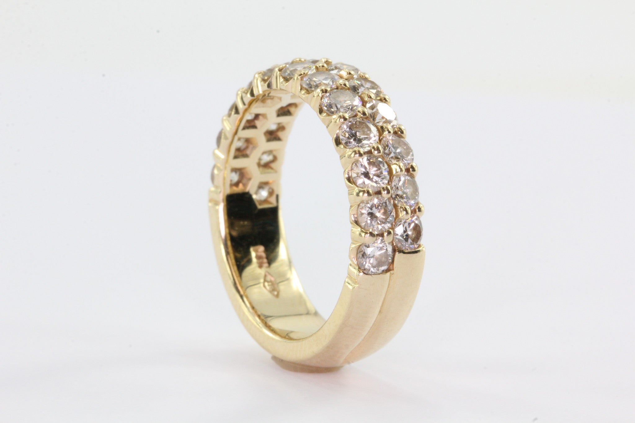 Double Row Half Eternity 14K Gold Band Ring Size 7 - Queen May