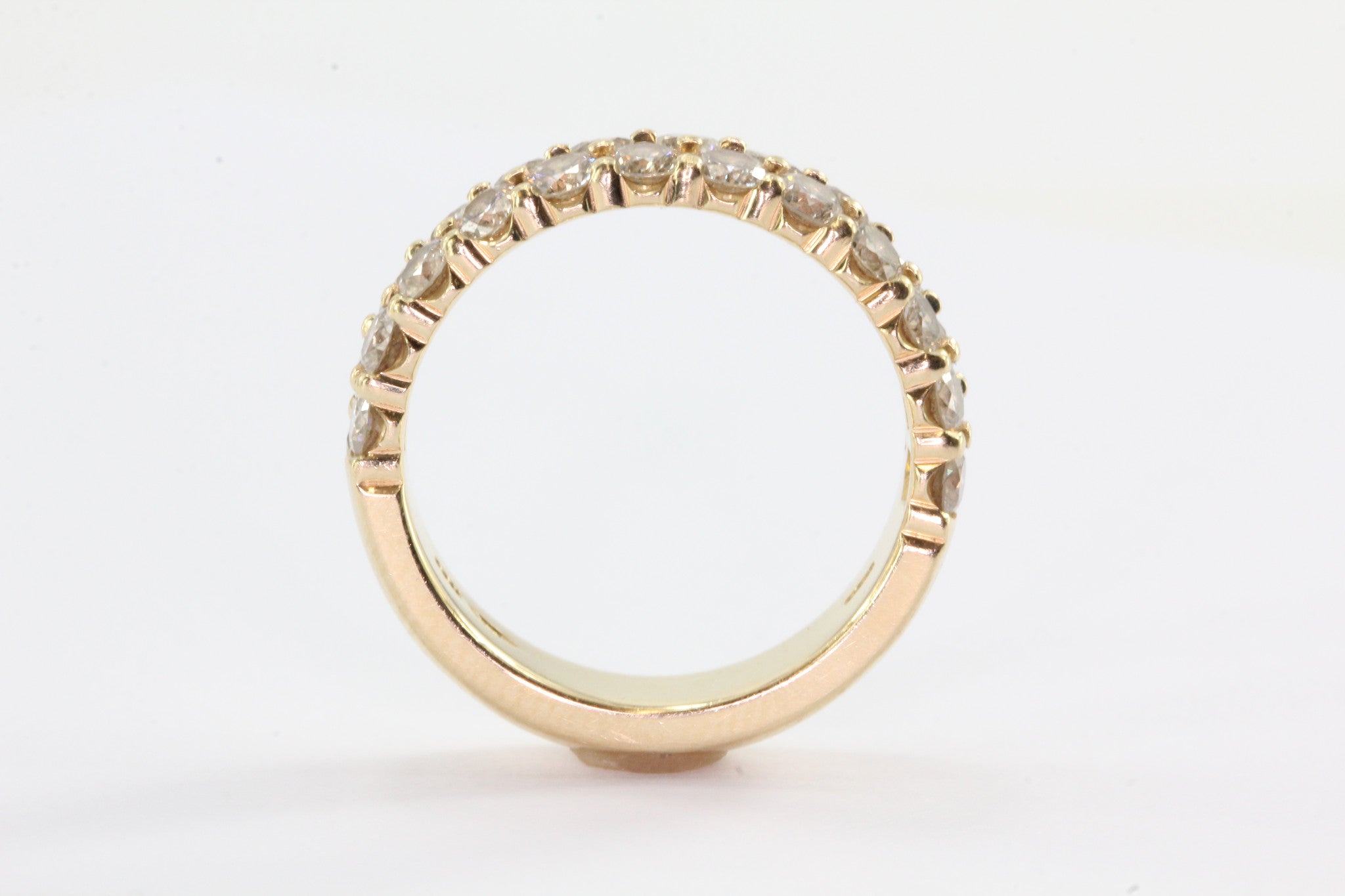 Double Row Half Eternity 14K Gold Band Ring Size 7 - Queen May