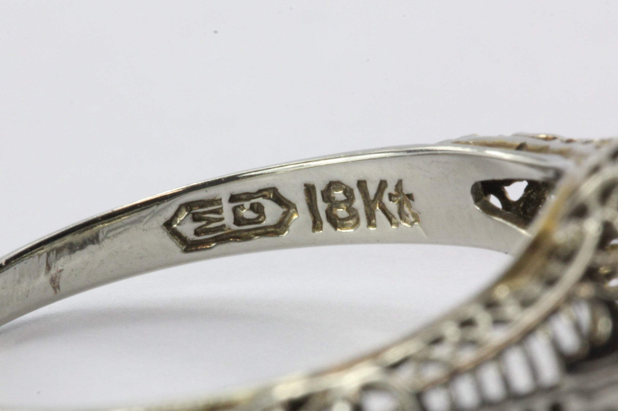 Antique Art Deco 18K White Gold Diamond Engagement Ring by Ciner Co of New York - Queen May