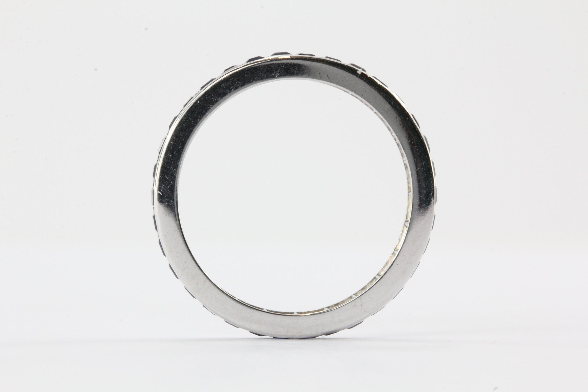 Art Deco 14K White Gold Blue Sapphire Eternity Band Size 5.5 - Queen May