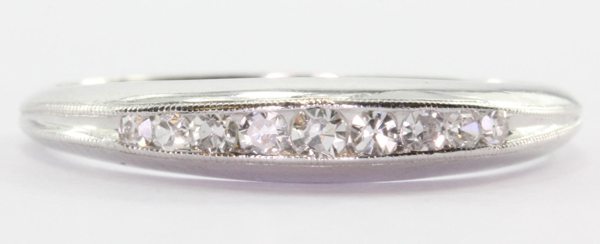 Art Deco Platinum Single Cut Diamond Ring Band Size 6 - Queen May