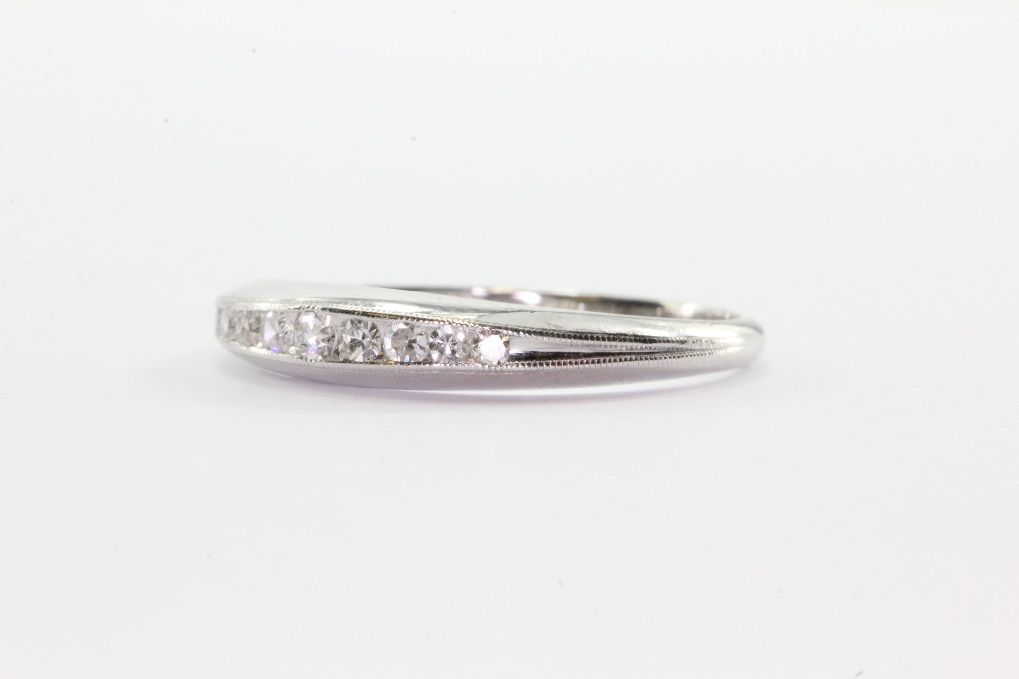 Art Deco Platinum Single Cut Diamond Ring Band Size 6 - Queen May