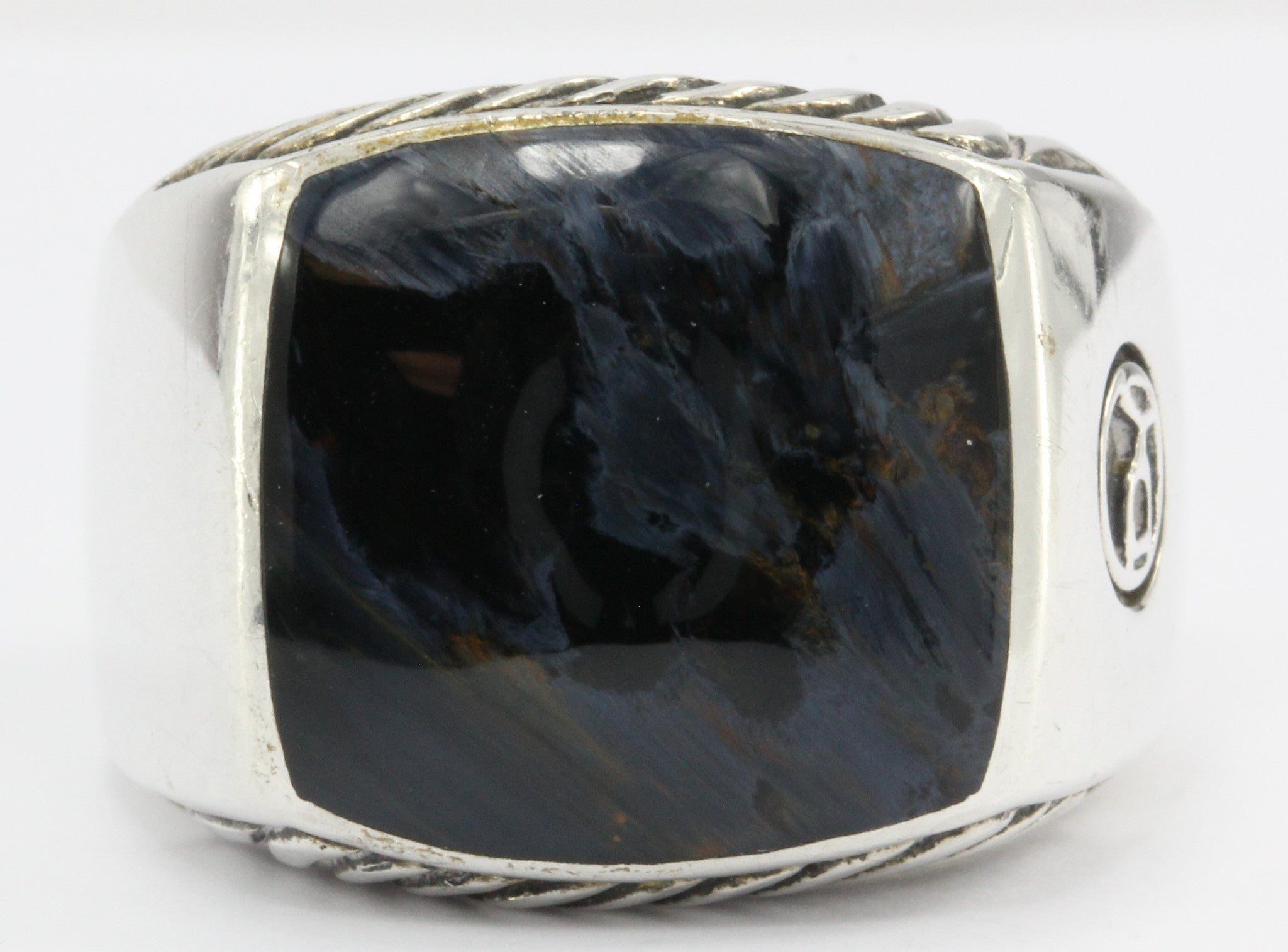David Yurman Sterling Silver Cable Pietersite Mens Ring Size 8.75 - Queen May