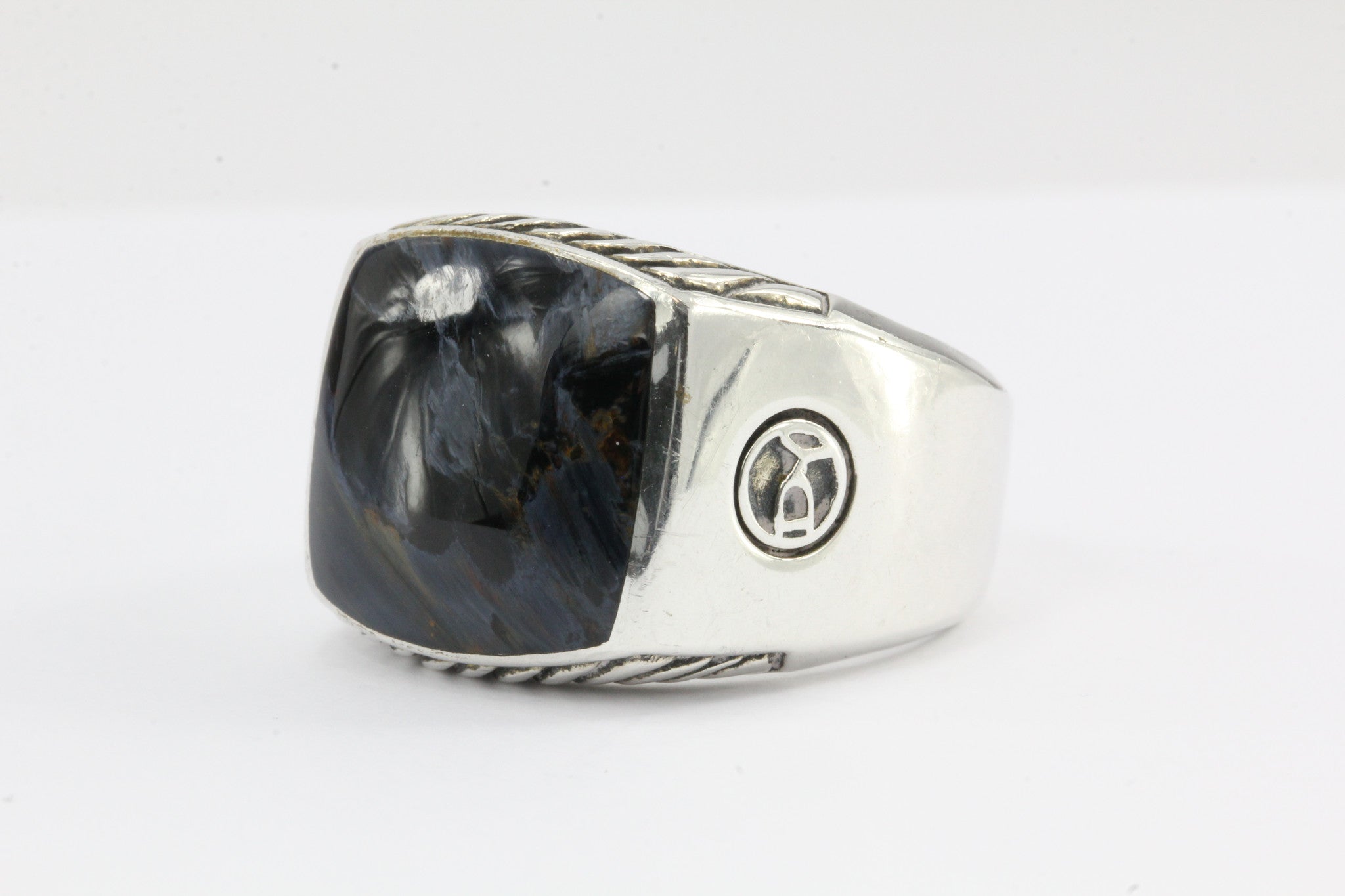 David Yurman Sterling Silver Cable Pietersite Mens Ring Size 8.75 - Queen May