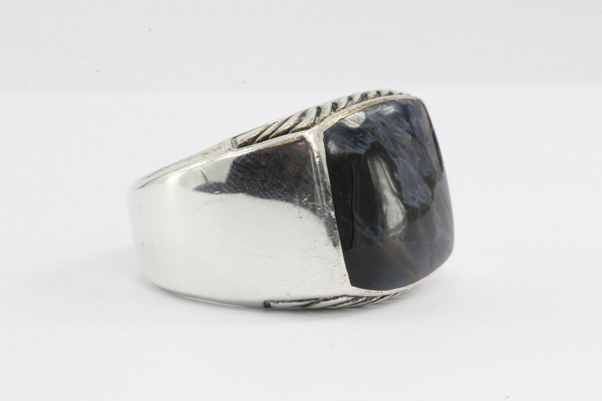 David Yurman Sterling Silver Cable Pietersite Mens Ring Size 8.75 - Queen May