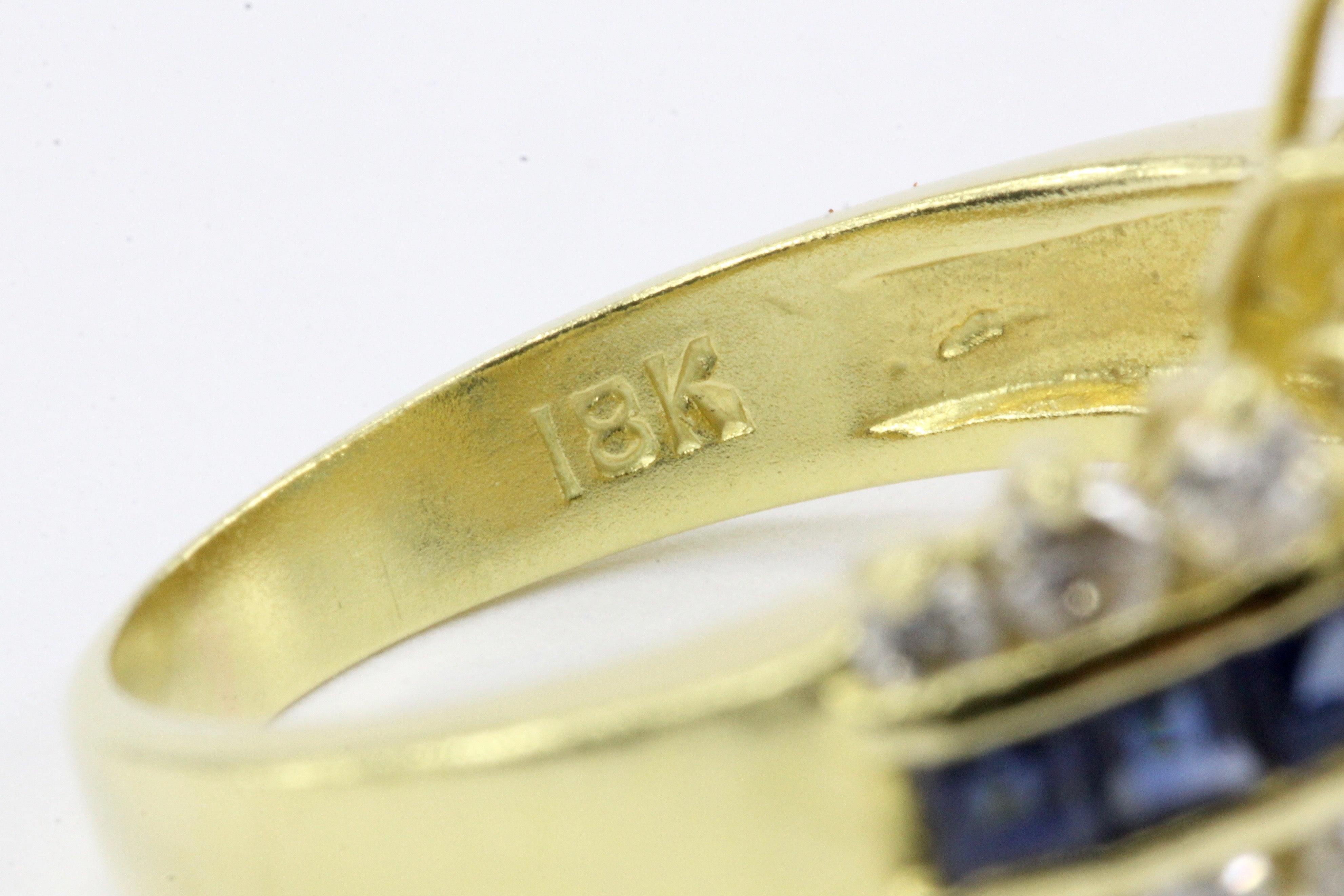 18K Yellow Gold Marquise 1.1 Carat Sapphire and 1.25 CTW Diamond Ring - Queen May