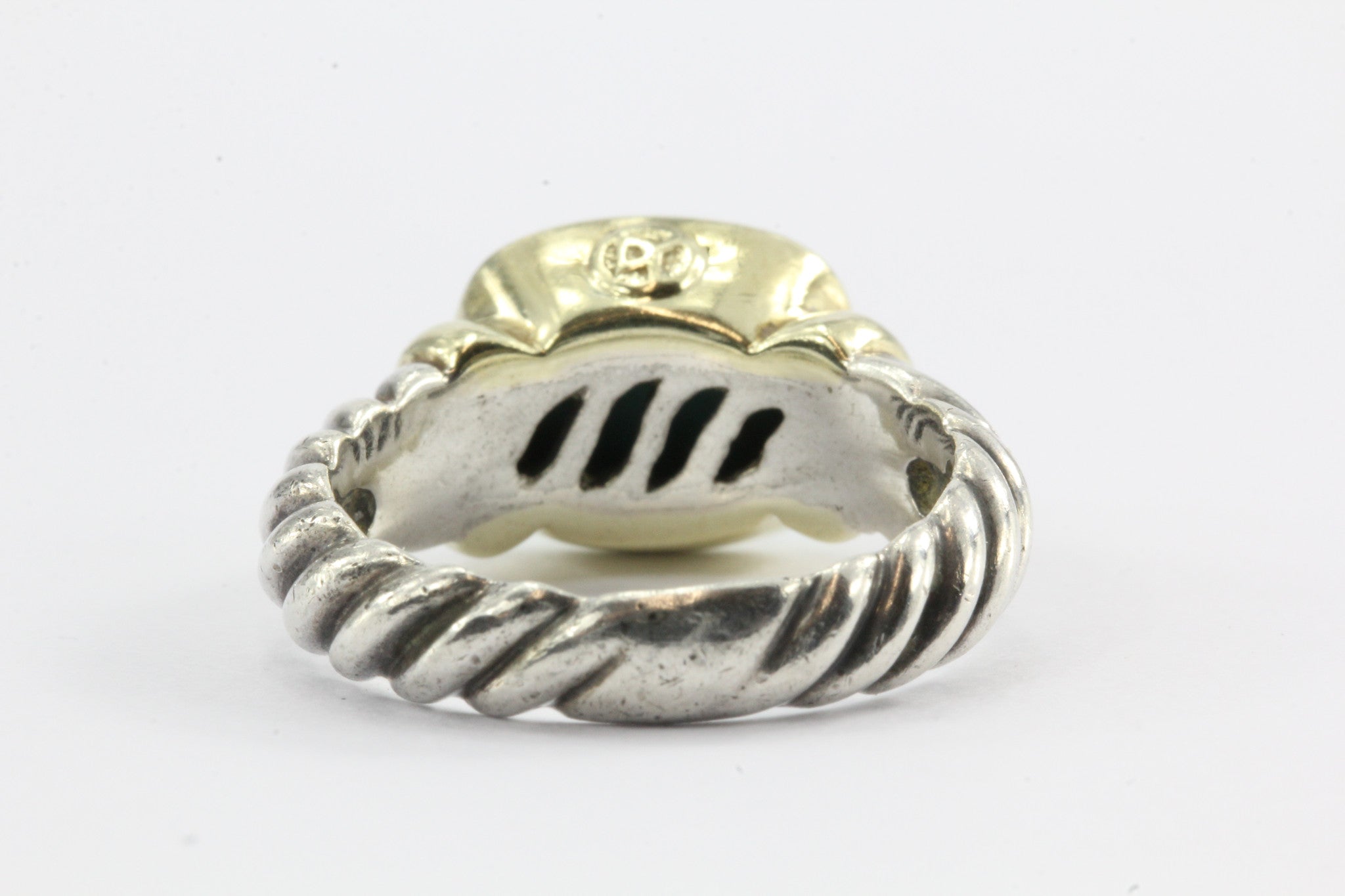 David Yurman Noblesse Sterling Silver 14K Gold Turquoise Ring Size 6 - Queen May