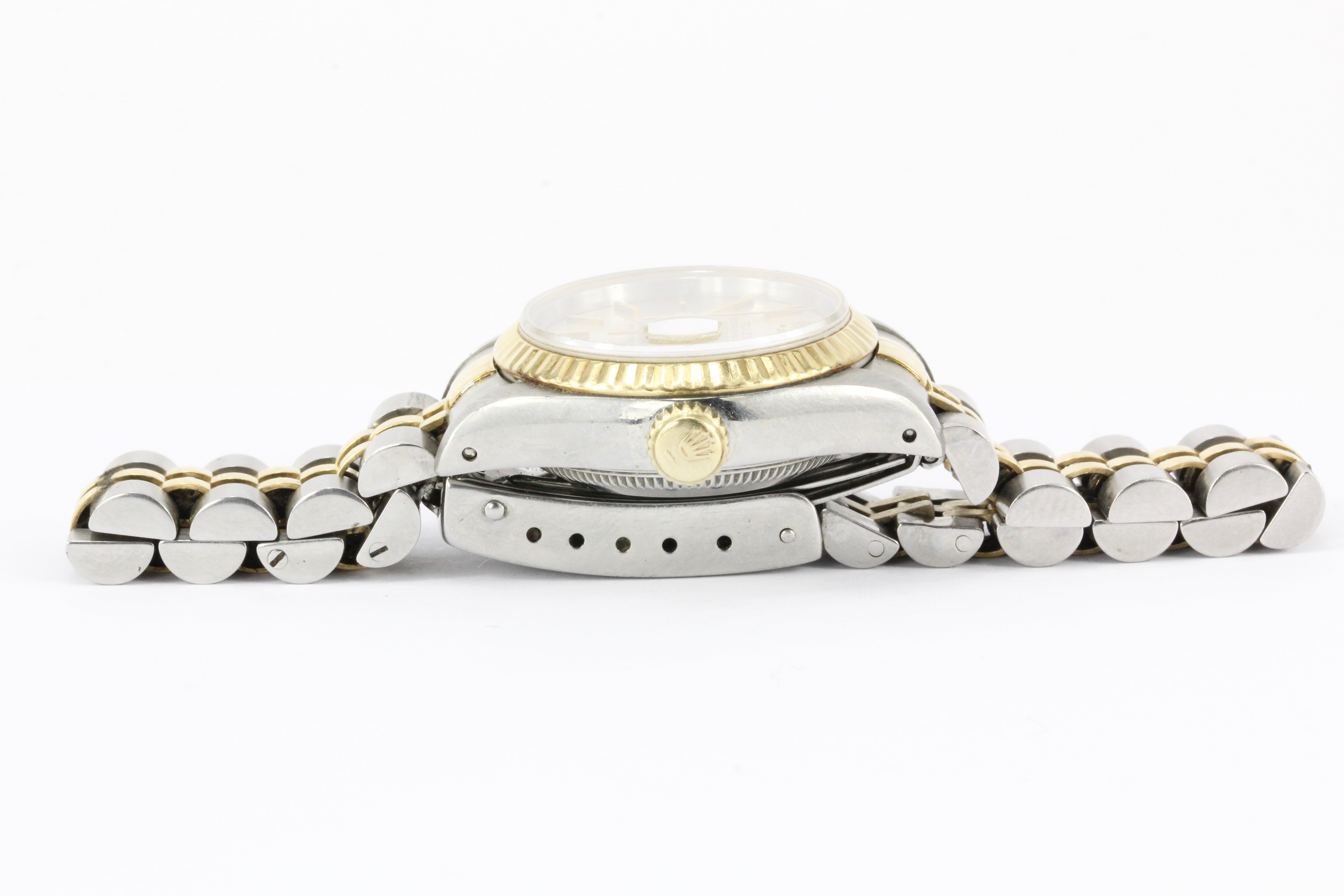 Rolex Ladies Datejust 69173 Stainless Steel & 18K Yellow Gold Silver Dial - Queen May
