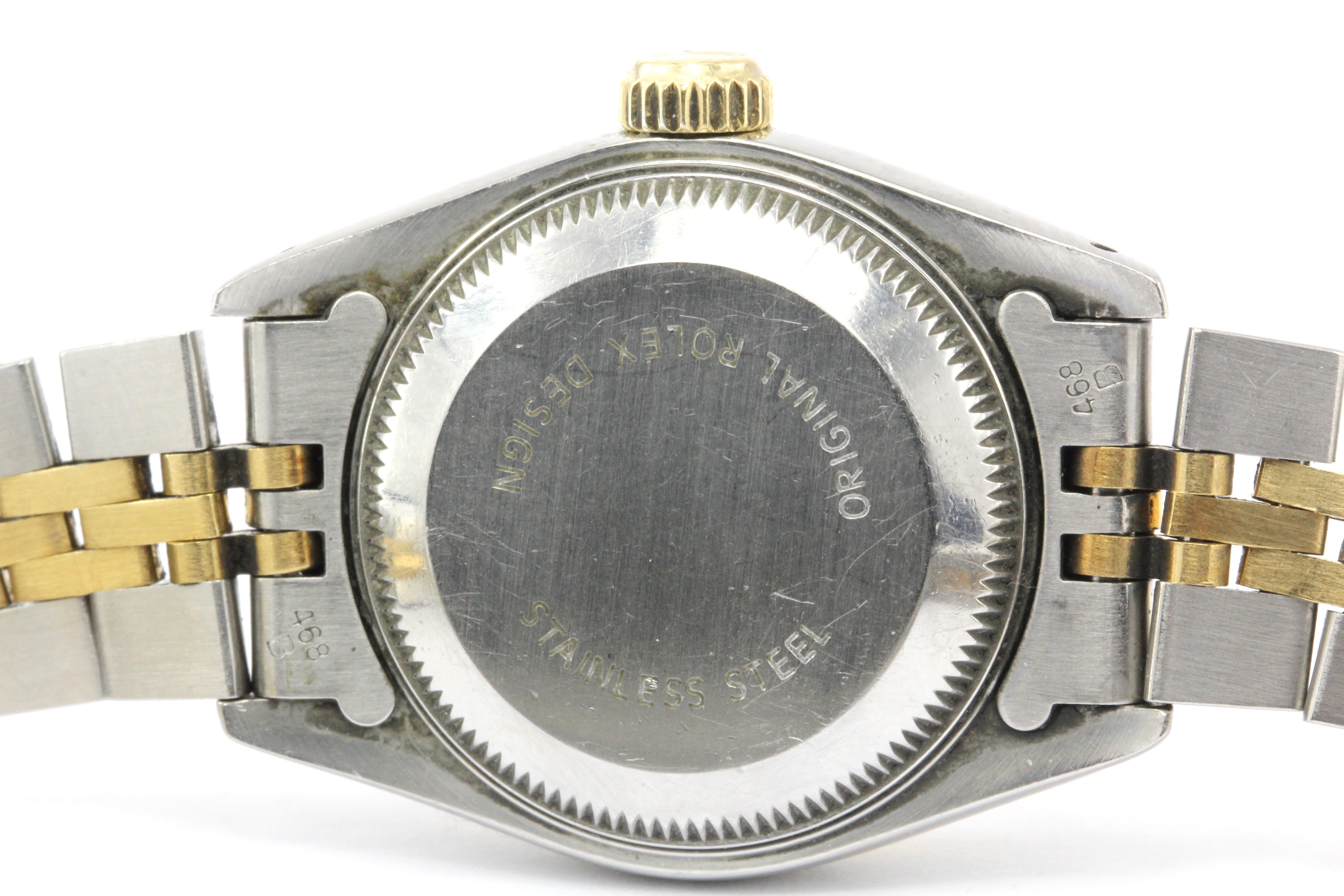 Rolex Ladies Datejust 69173 Stainless Steel & 18K Yellow Gold Silver Dial - Queen May