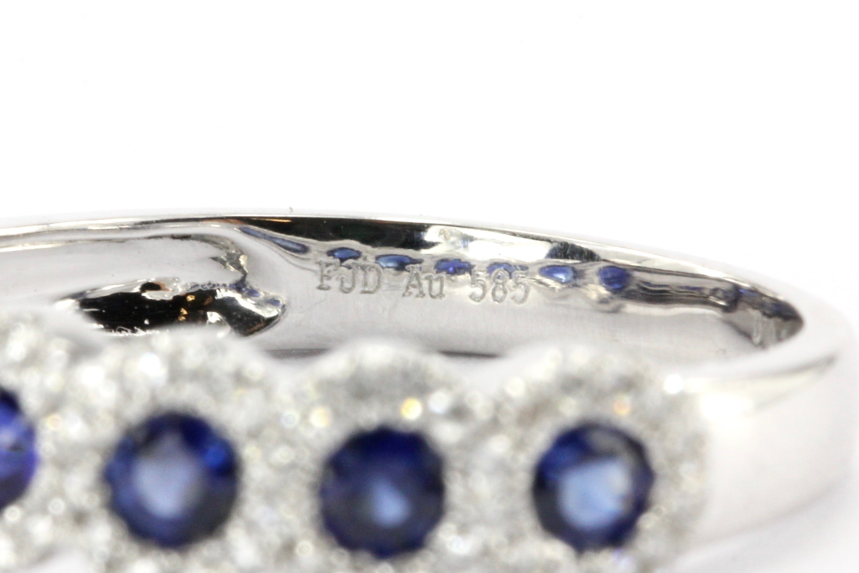 14K White Gold Natural Sapphire and Diamond Band - Queen May
