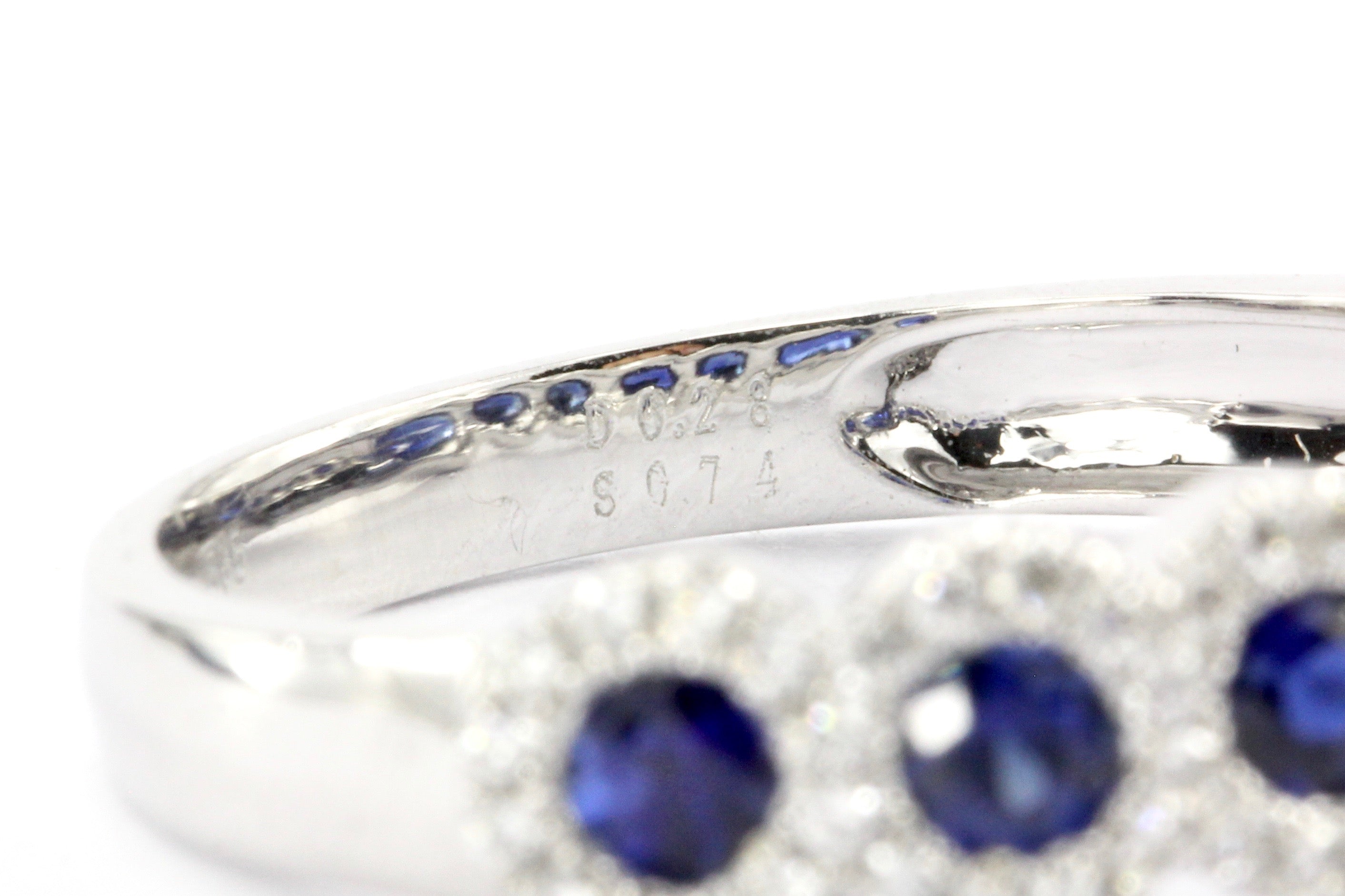 14K White Gold Natural Sapphire and Diamond Band - Queen May