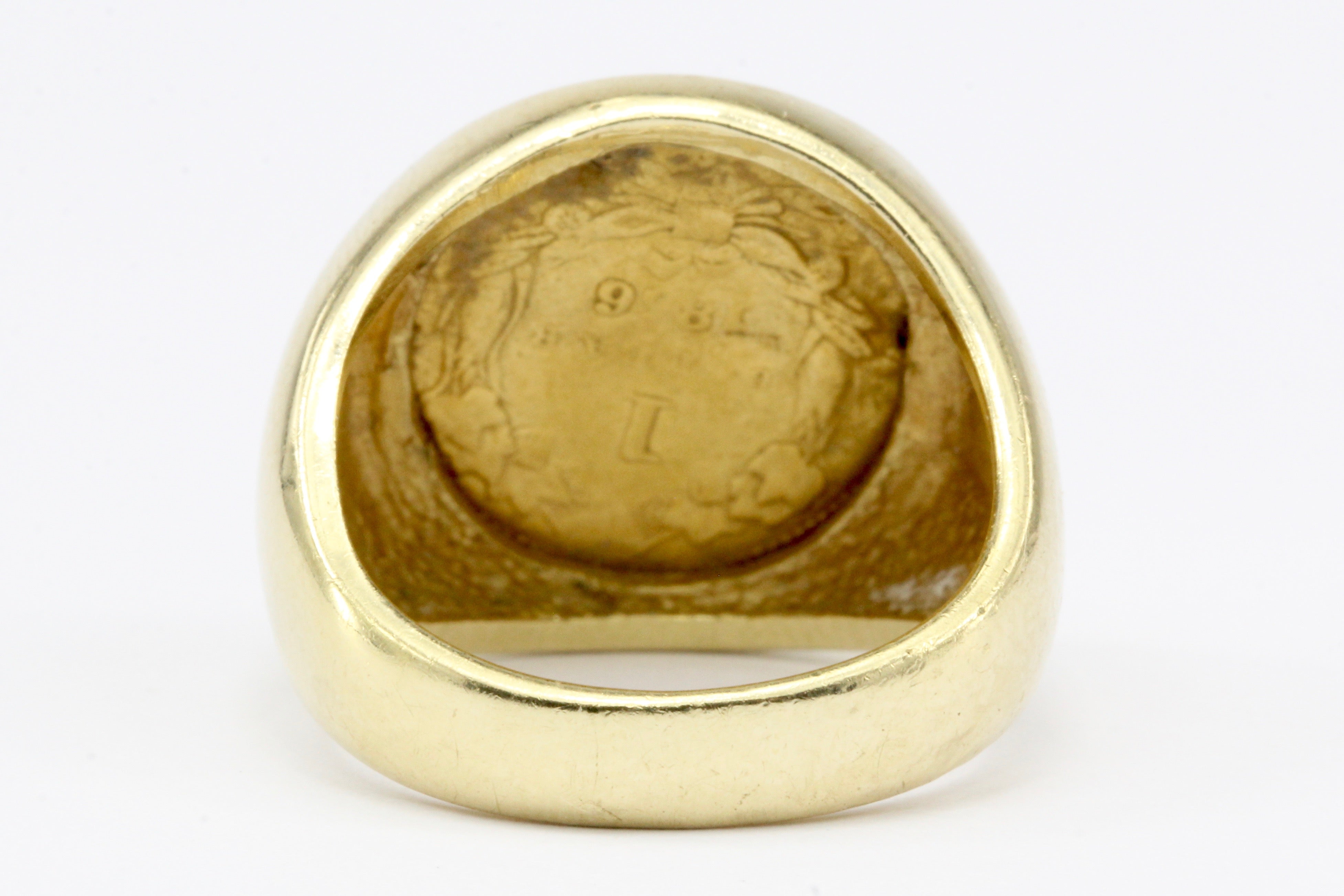 1856 $1 US Indian Head Princess 14K Yellow Gold Ring Size 4.5 - Queen May