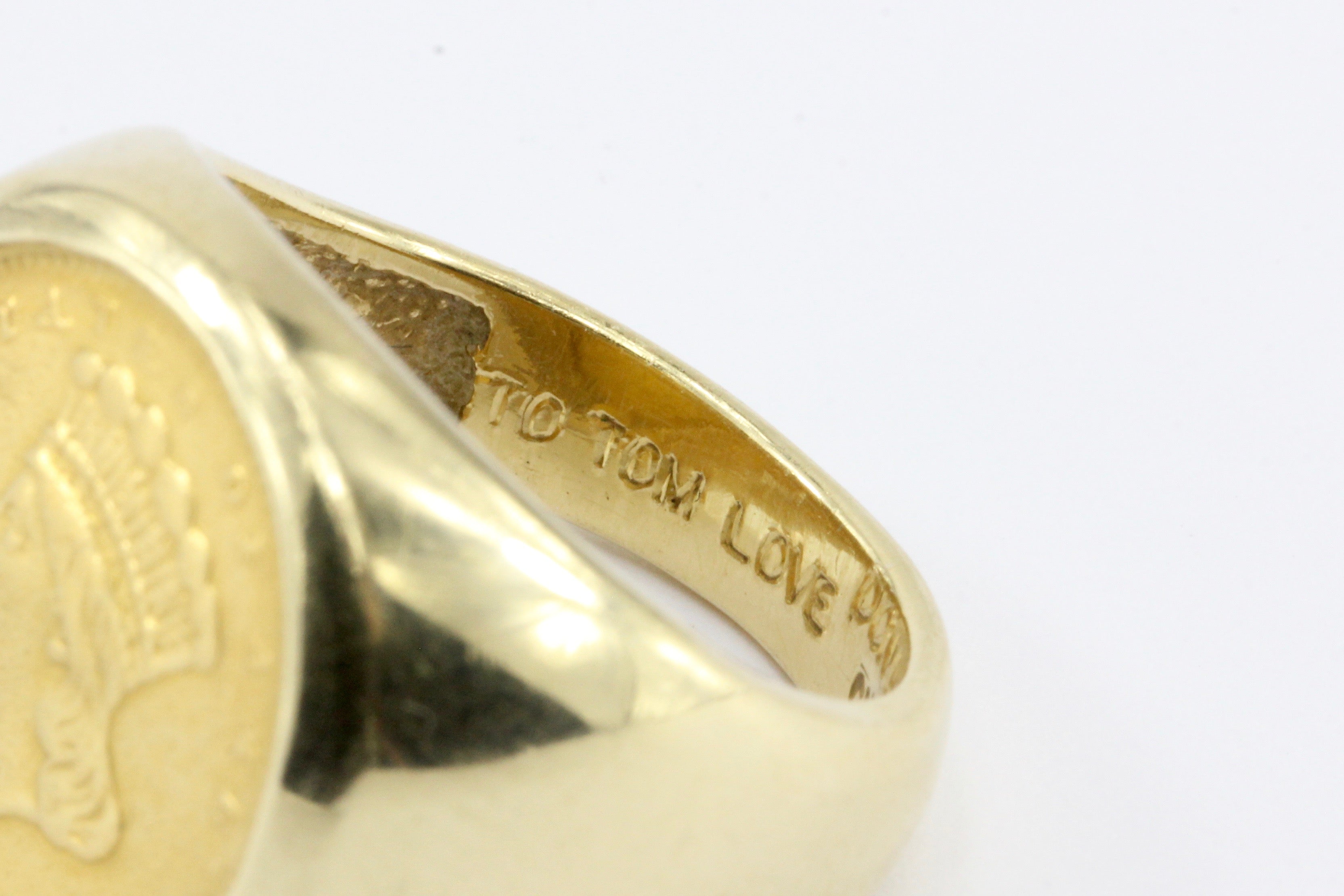 1856 $1 US Indian Head Princess 14K Yellow Gold Ring Size 4.5 - Queen May