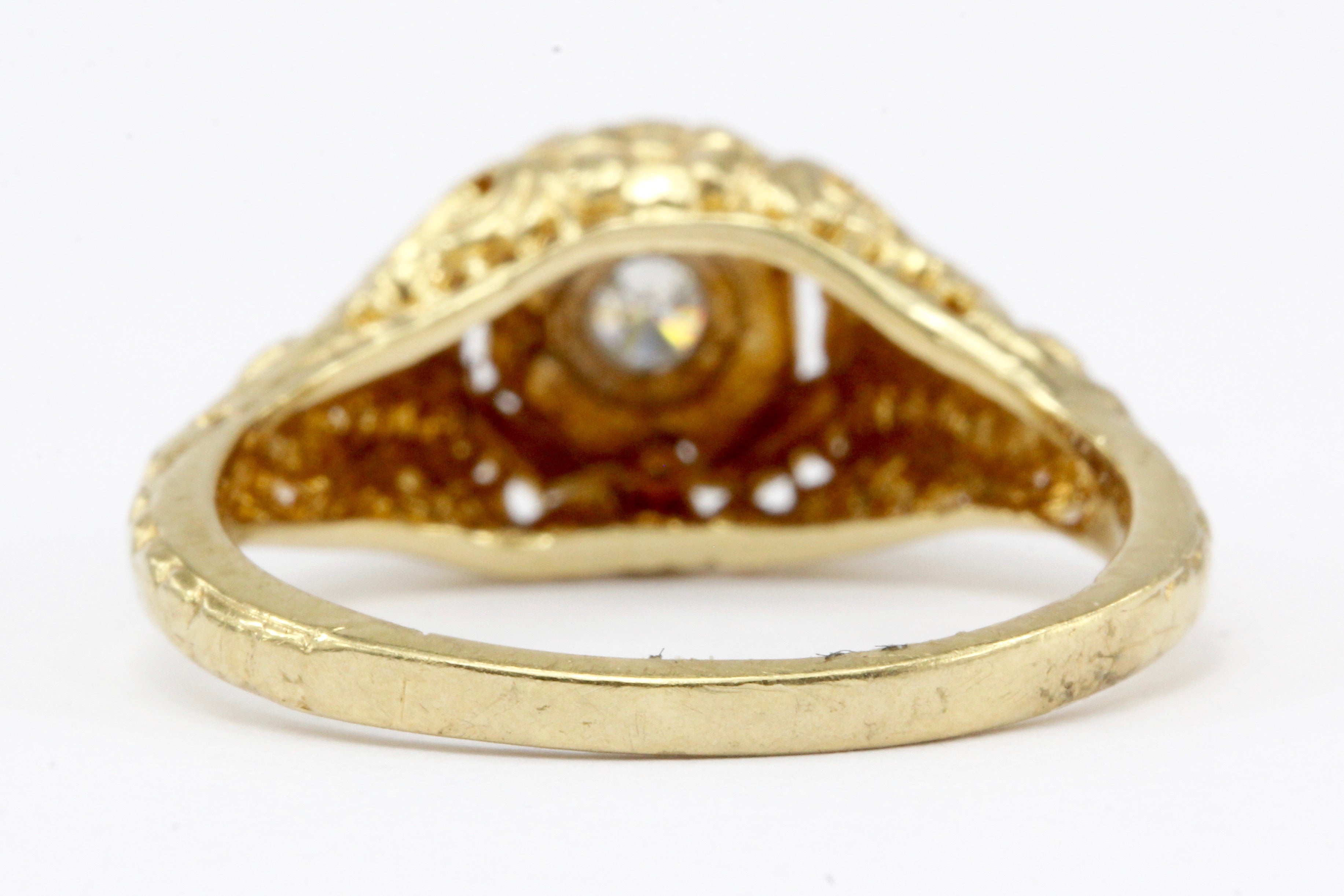 Victorian Style 14K Gold Diamond Engagement Ring - Queen May