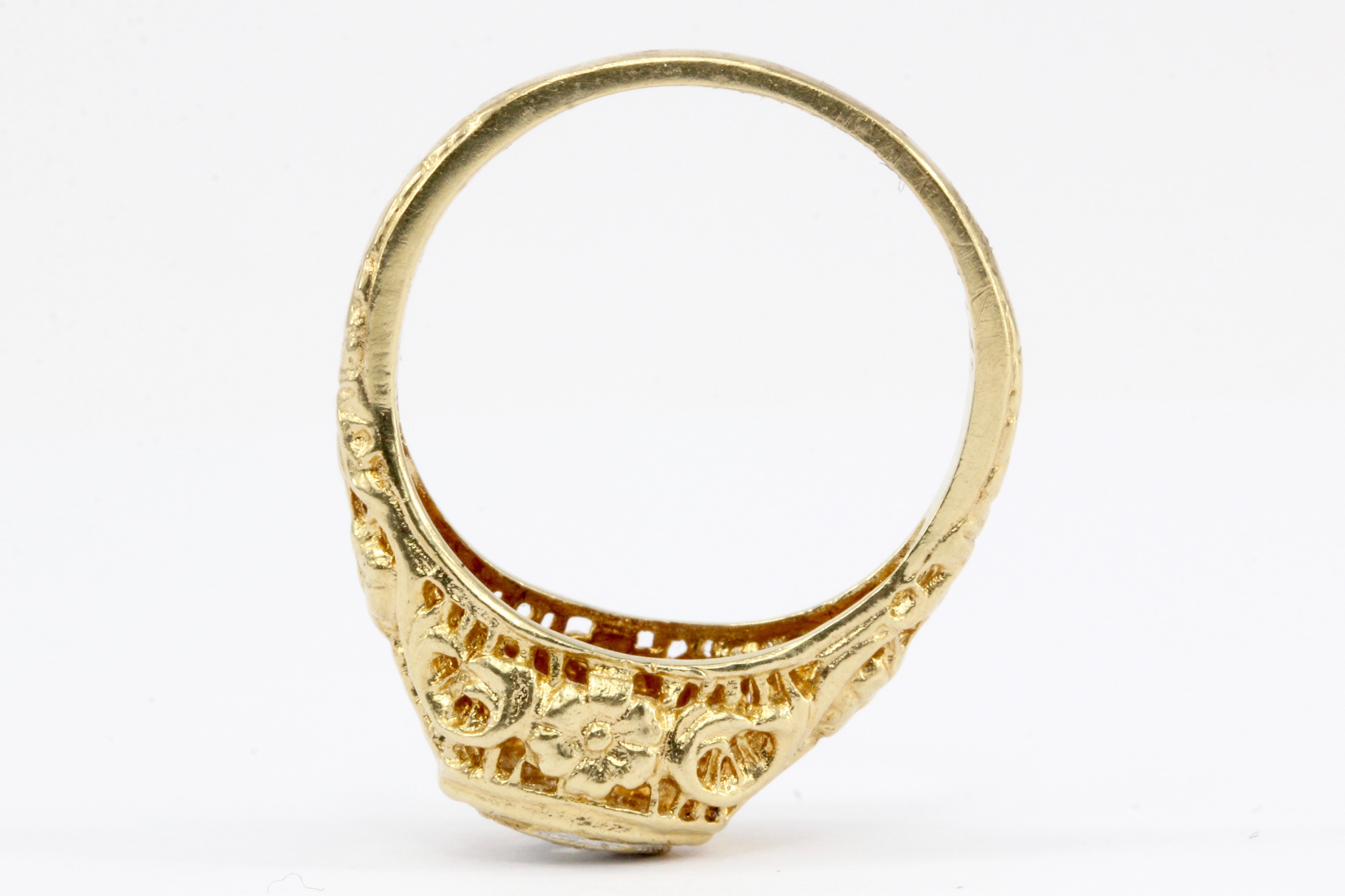 Victorian Style 14K Gold Diamond Engagement Ring - Queen May