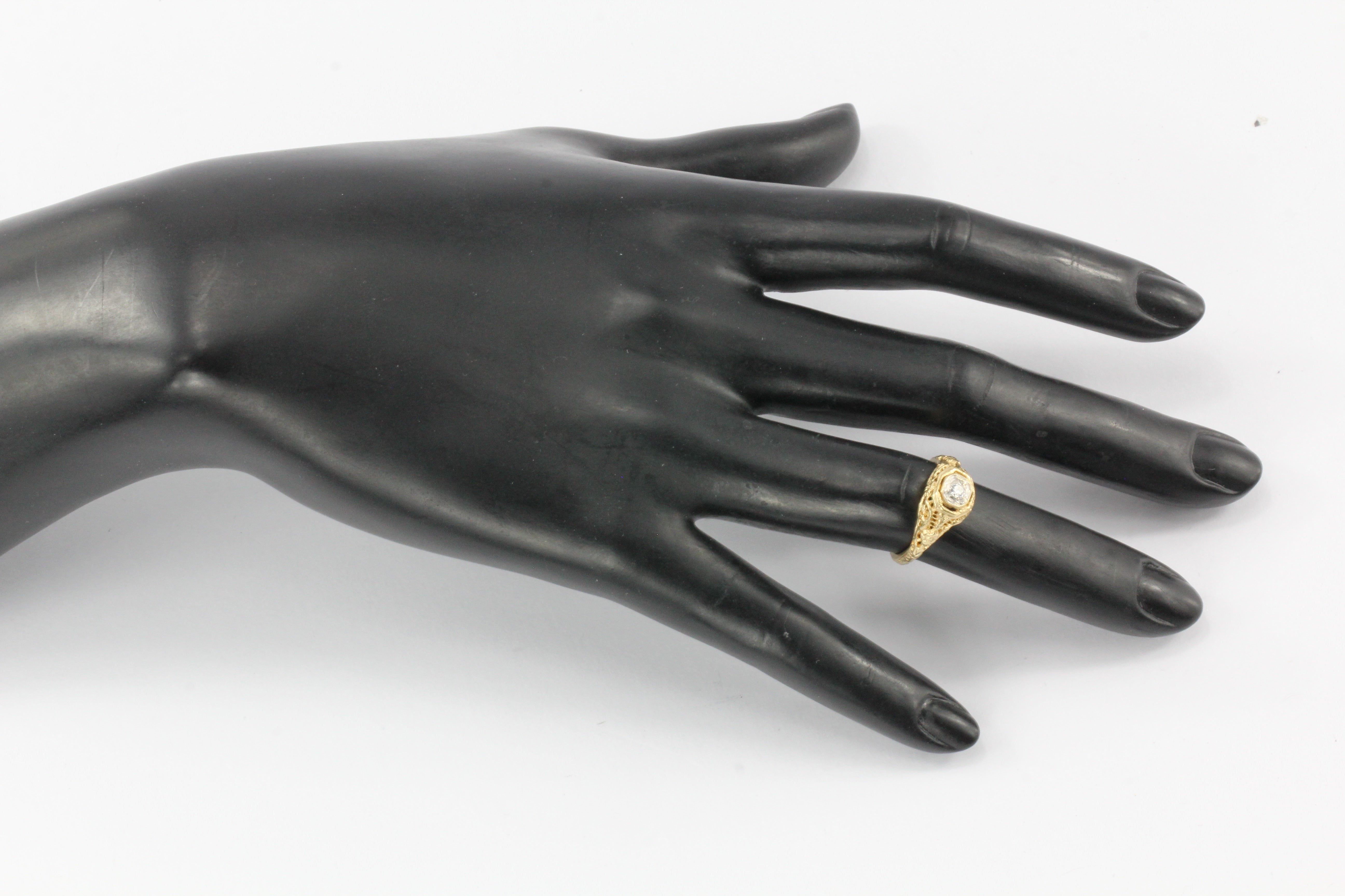 Victorian Style 14K Gold Diamond Engagement Ring - Queen May