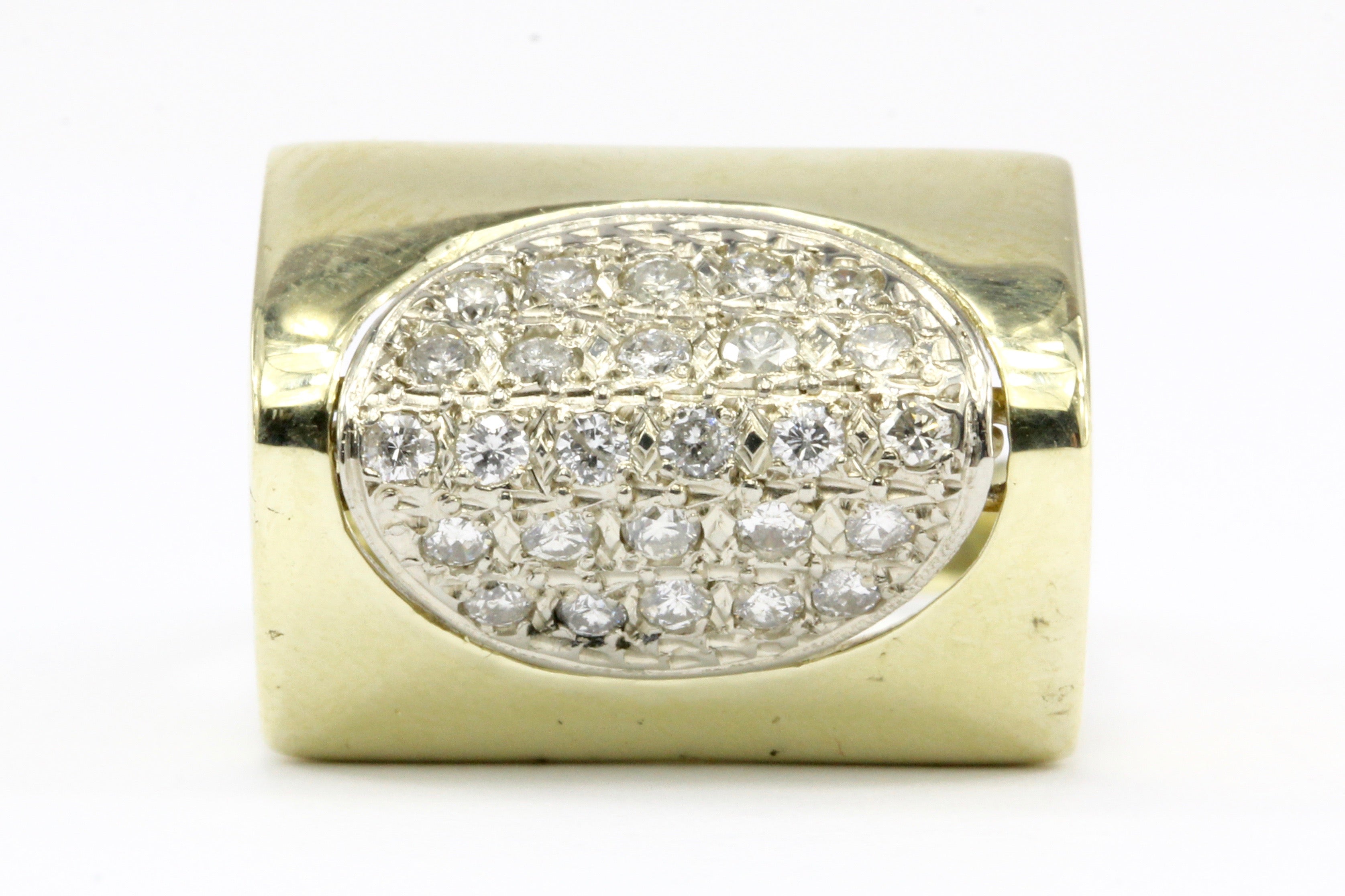 Unique 14K Yellow Gold Diamond Dome Ring Size 7.25 - Queen May