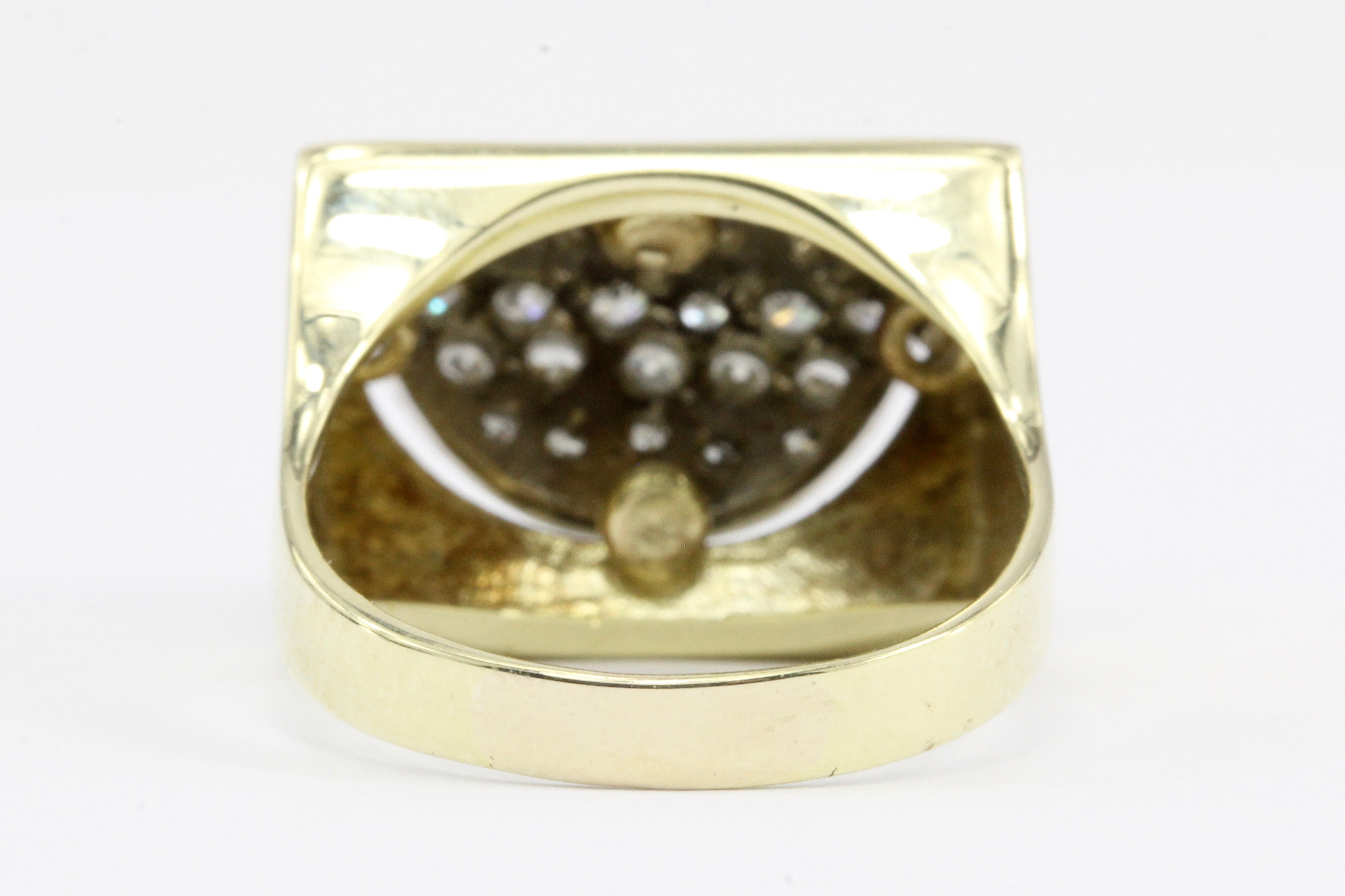 Unique 14K Yellow Gold Diamond Dome Ring Size 7.25 - Queen May