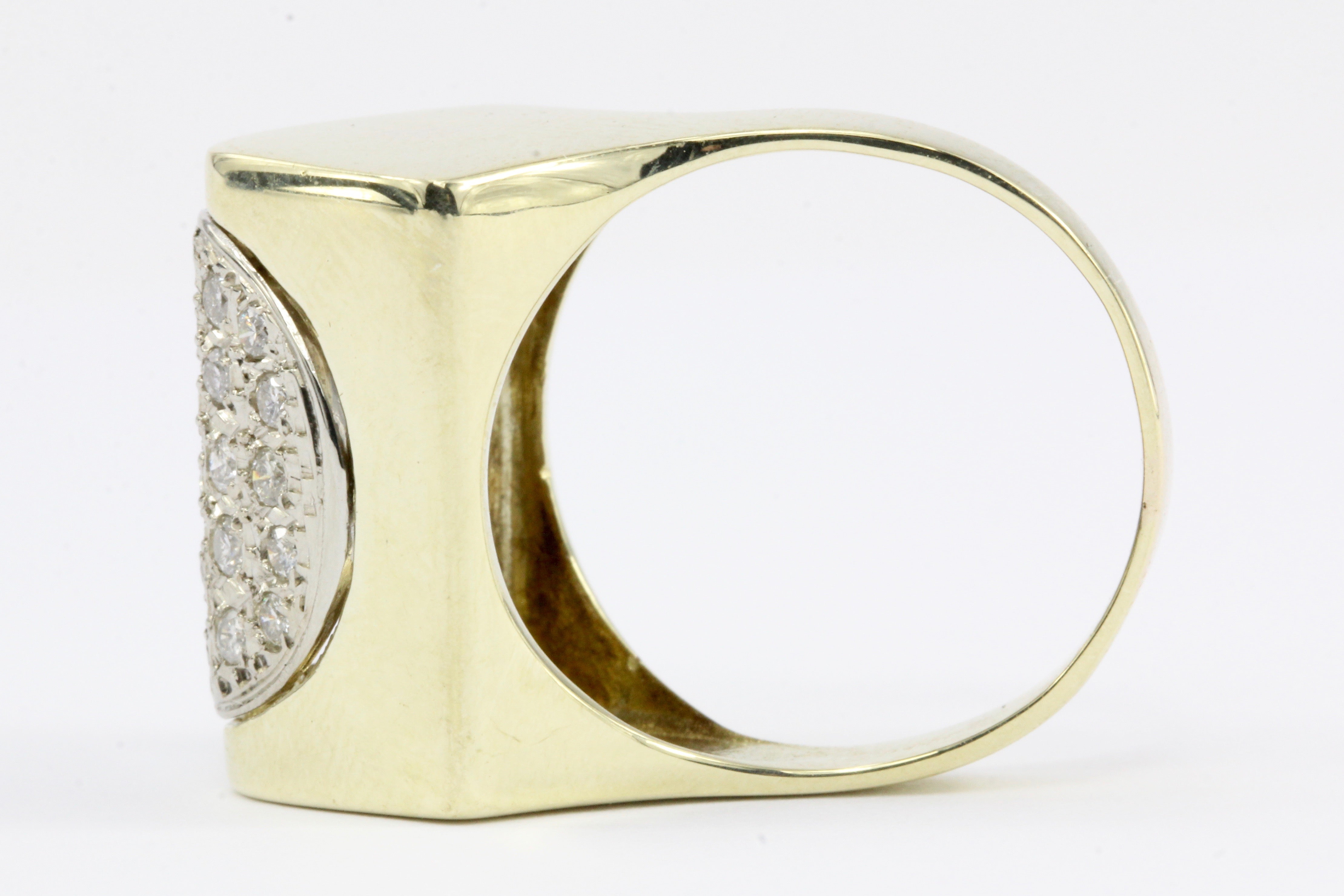 Unique 14K Yellow Gold Diamond Dome Ring Size 7.25 - Queen May