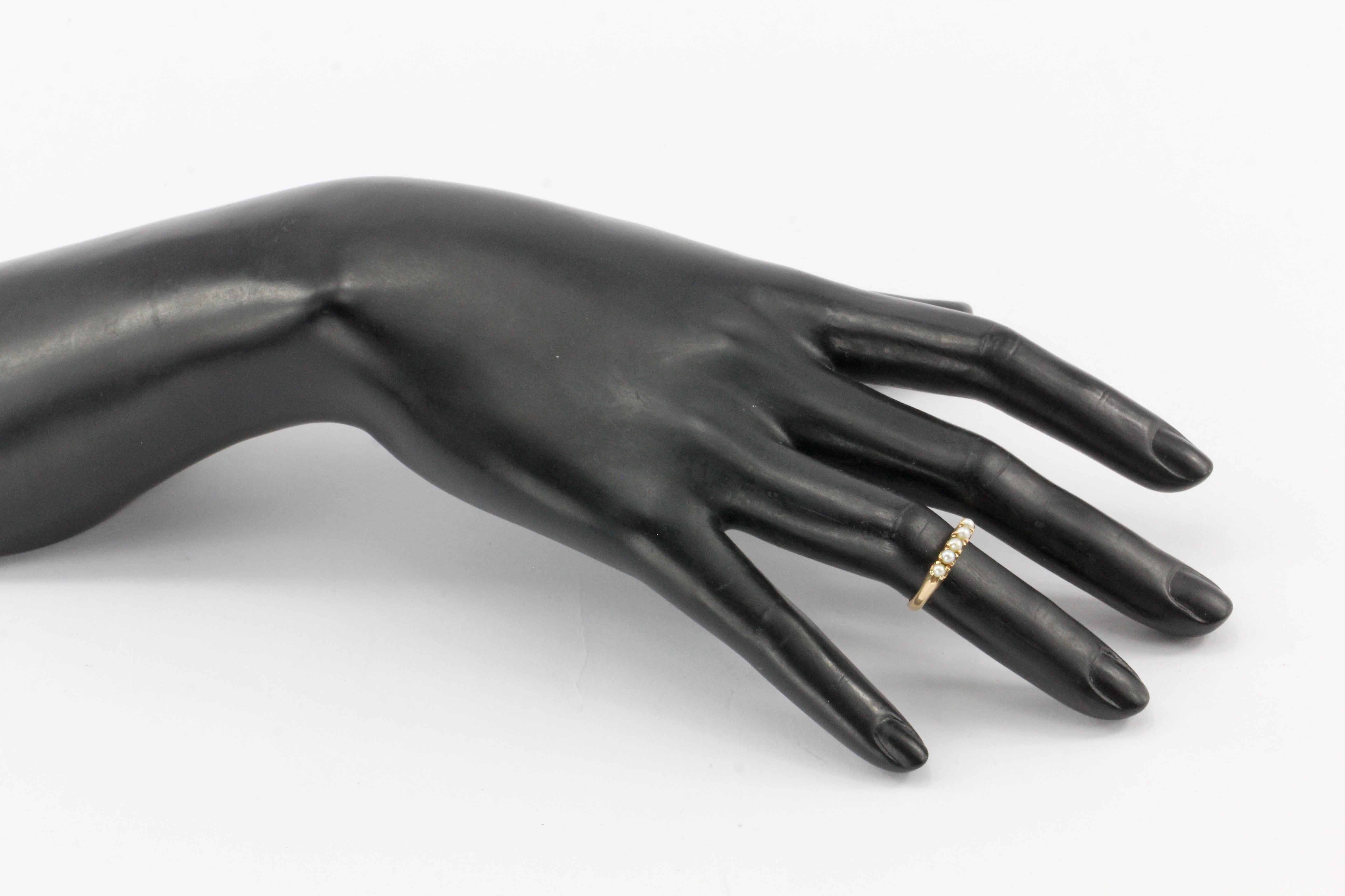 Victorian 14K Yellow Gold 5 Pearl Band - Queen May