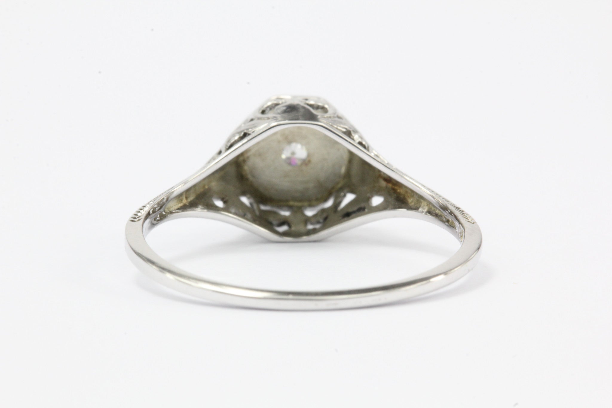 Art Deco 18K White Gold Old European Diamond Engagement Ring c.1920 - Queen May