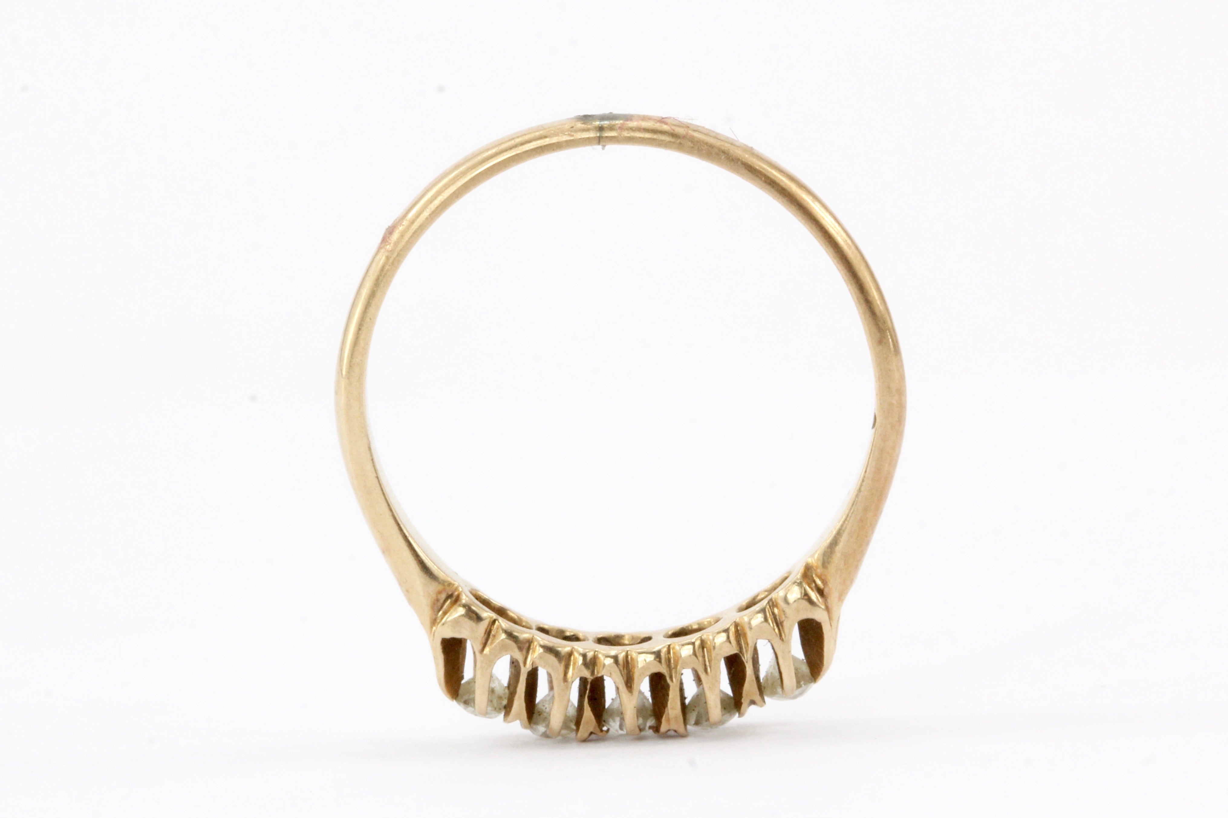 Victorian 14K Yellow Gold Old Mine Cut Diamond Band - Queen May