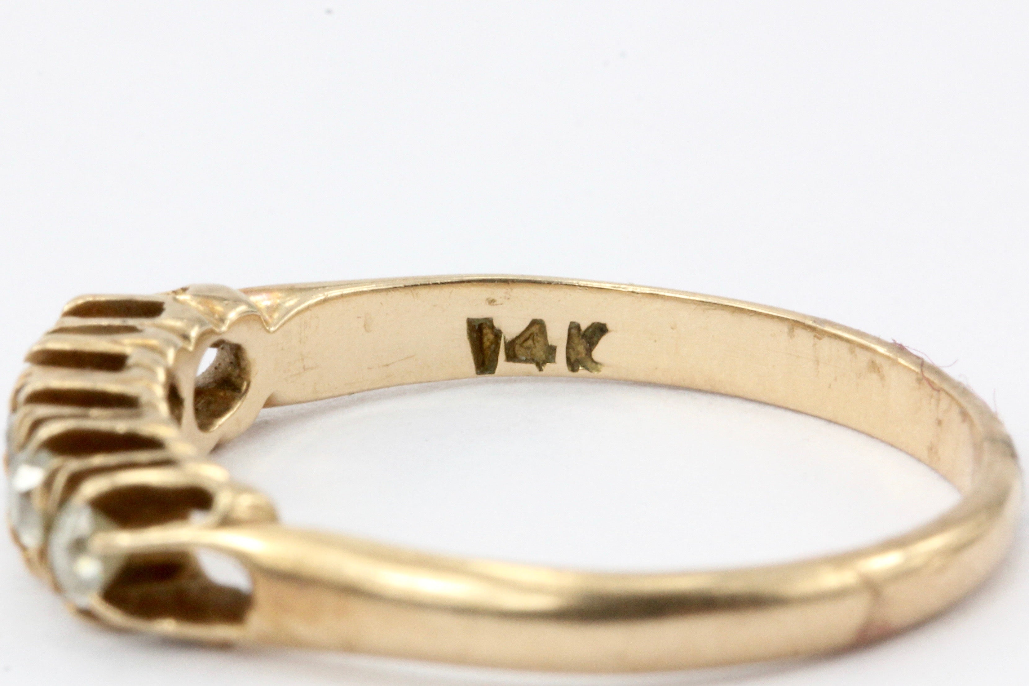 Victorian 14K Yellow Gold Old Mine Cut Diamond Band - Queen May