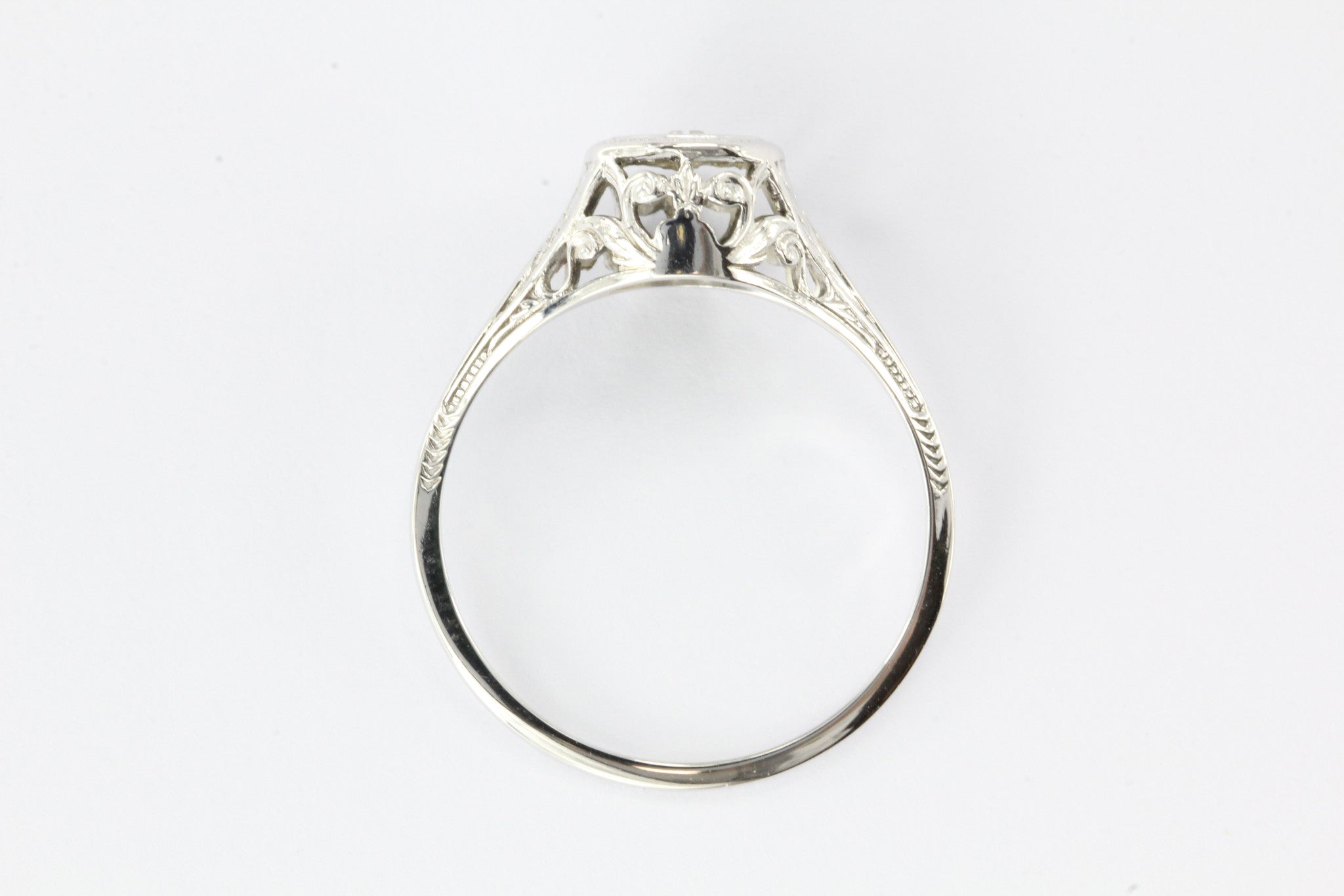 Art Deco 18K White Gold Old European Diamond Engagement Ring c.1920 - Queen May