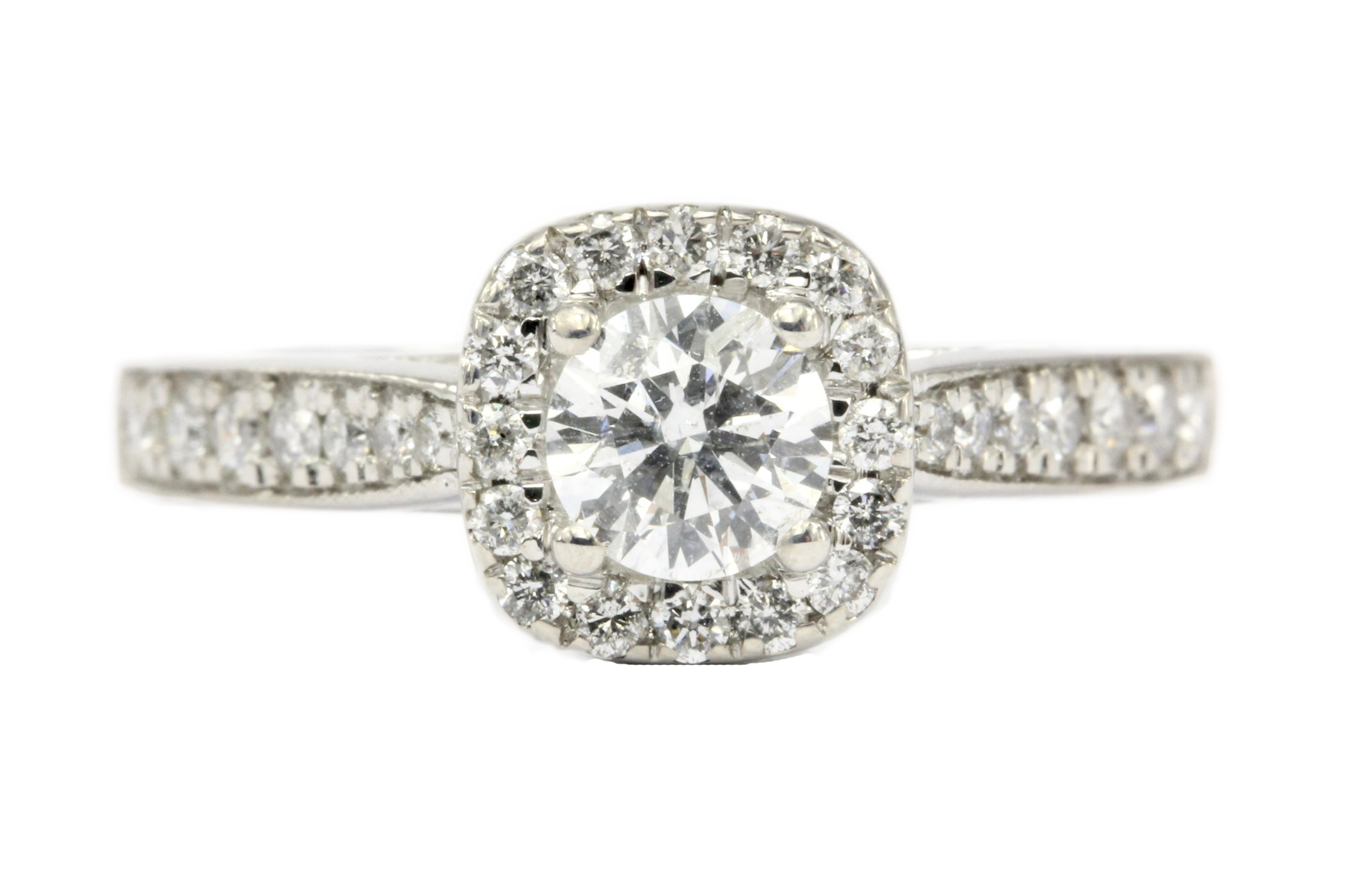 14K White Gold .52 CT Diamond Halo Engagement Ring Size 7 - Queen May