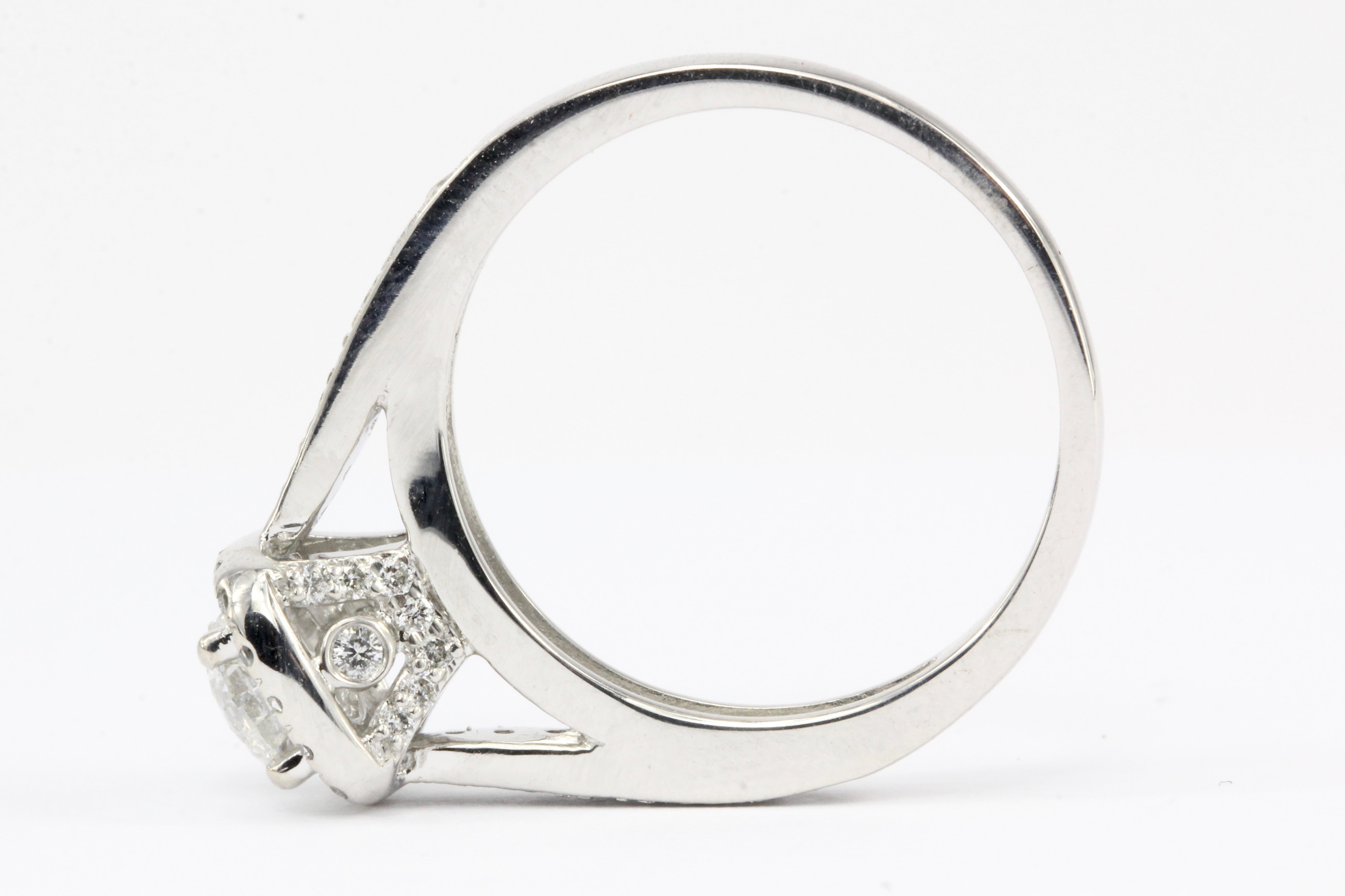 14K White Gold .52 CT Diamond Halo Engagement Ring Size 7 - Queen May