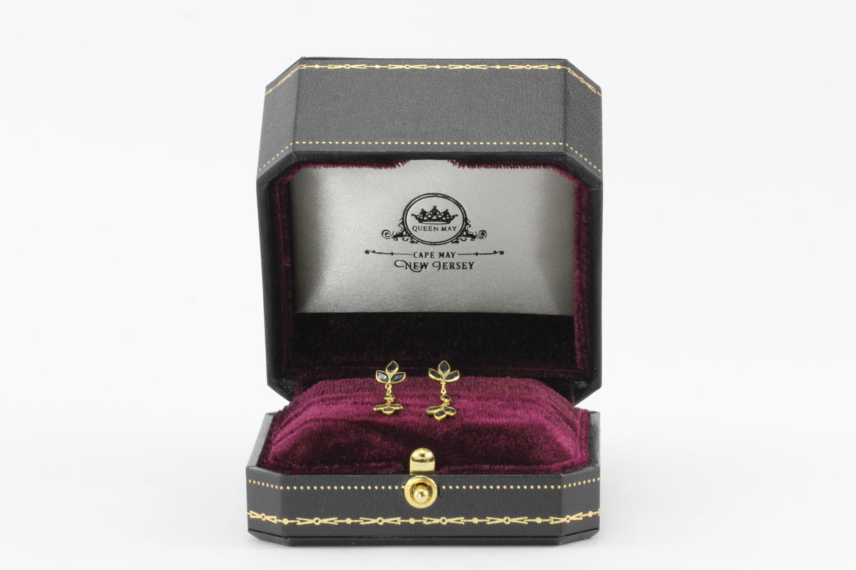 18K Yellow Gold Natural Sapphire Drop Earrings - Queen May