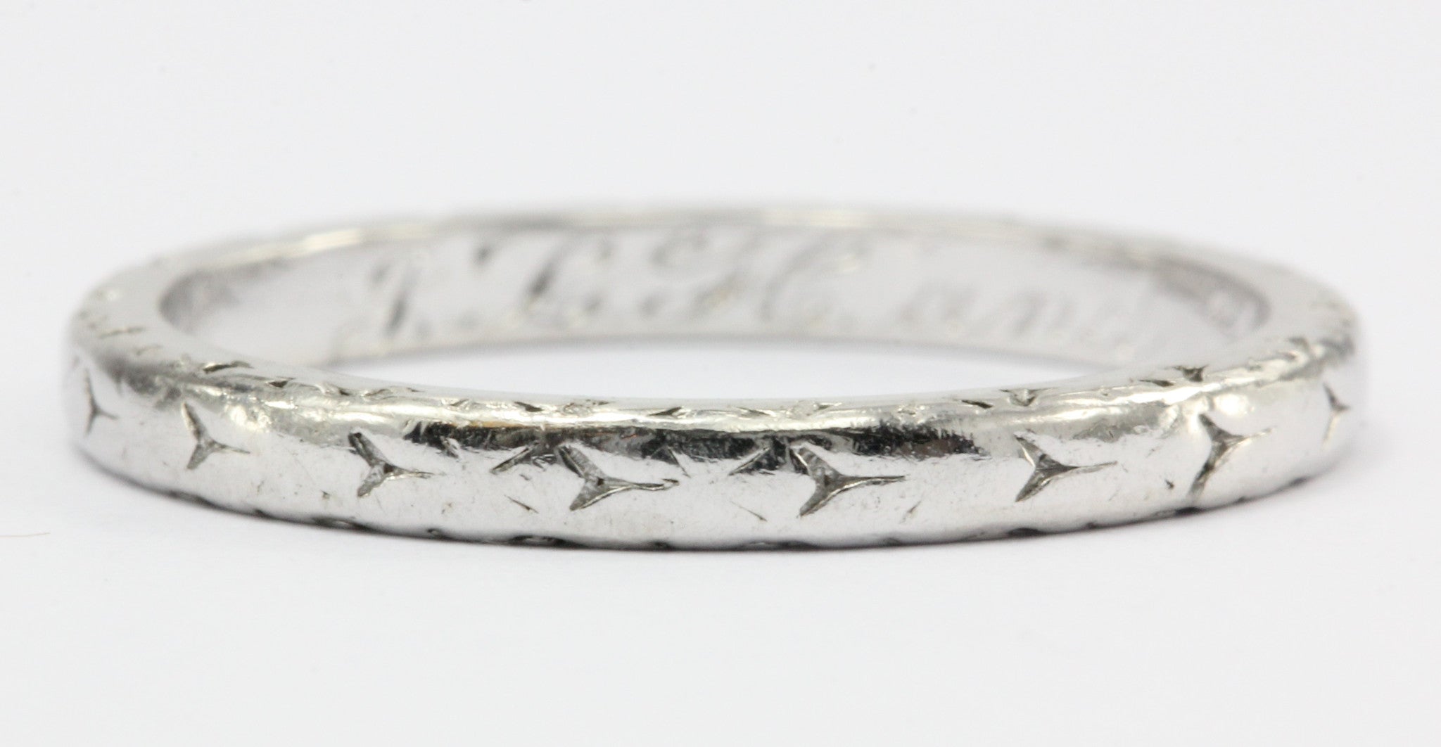 Art Deco Platinum Wedding Band Ring c.1933 Size 4.75 - Queen May