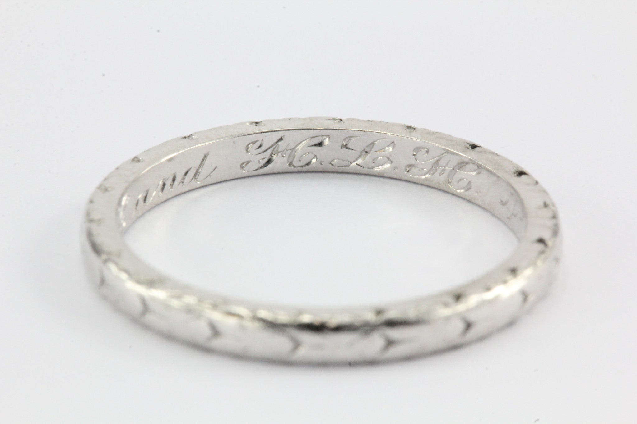 Art Deco Platinum Wedding Band Ring c.1933 Size 4.75 - Queen May