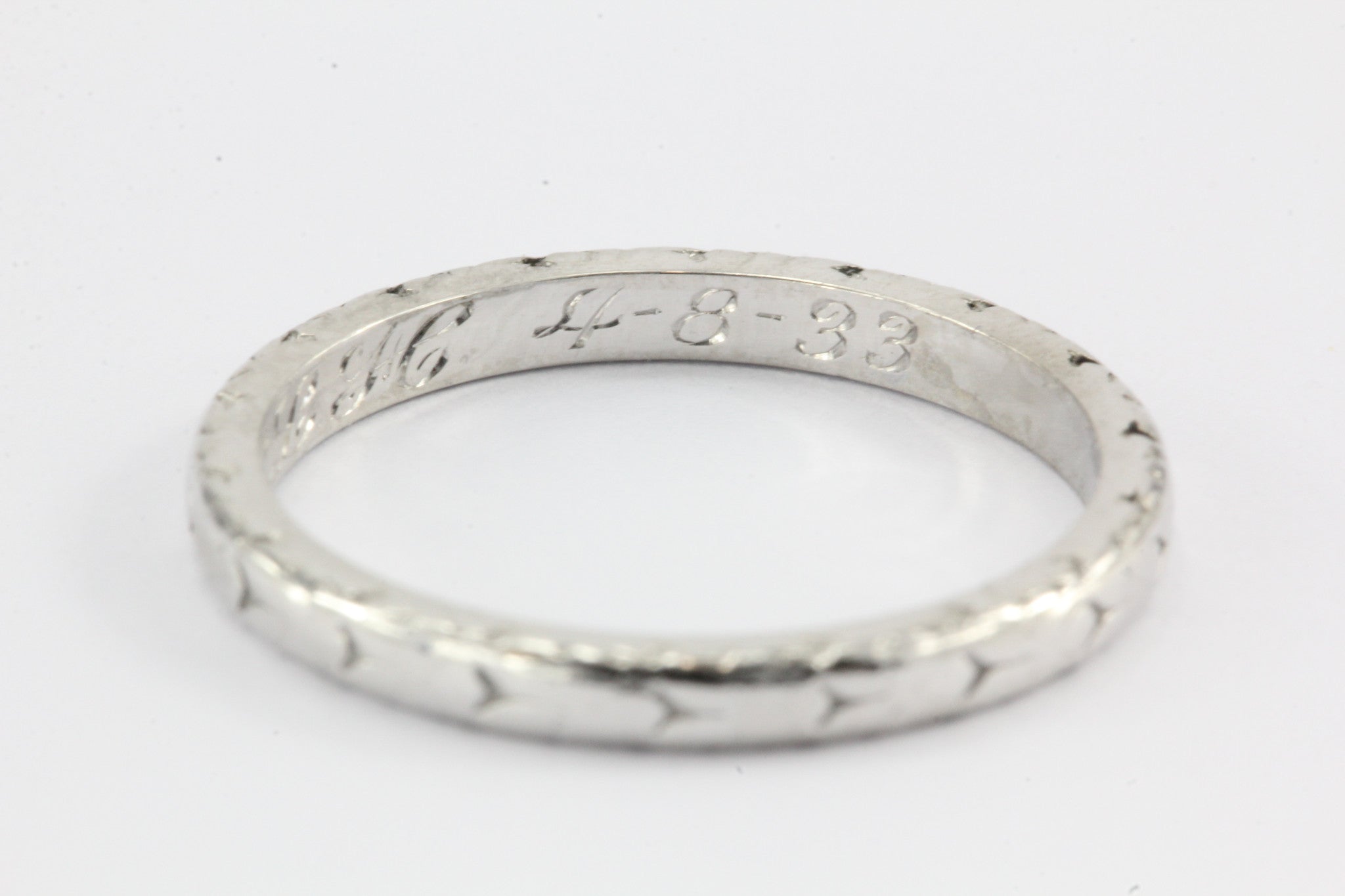 Art Deco Platinum Wedding Band Ring c.1933 Size 4.75 - Queen May