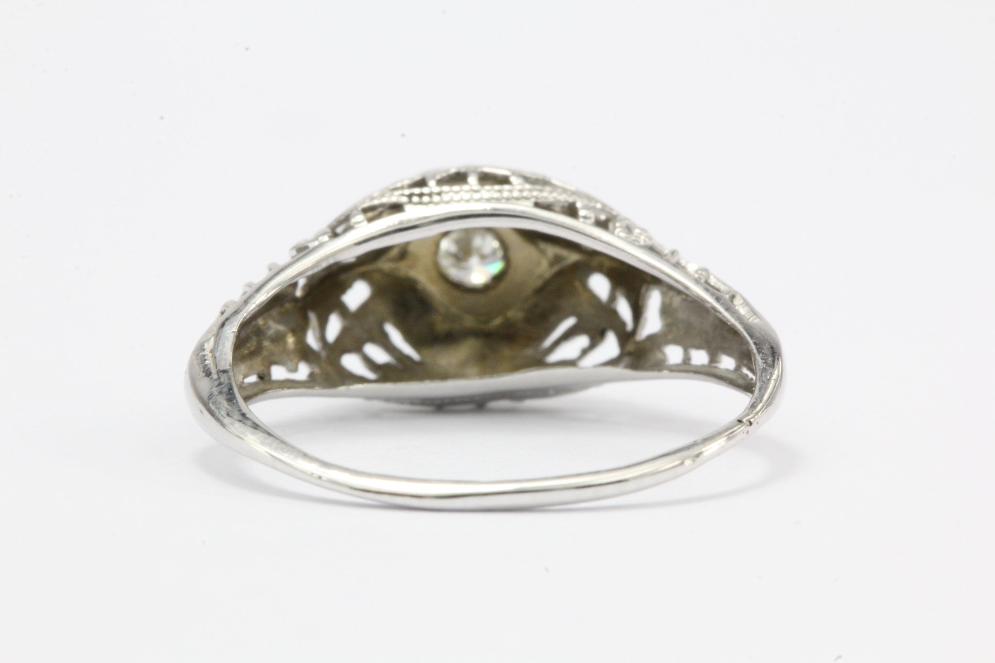 Art Deco 14K White Gold Old European Cut Diamond Engagement Ring c.1925 - Queen May