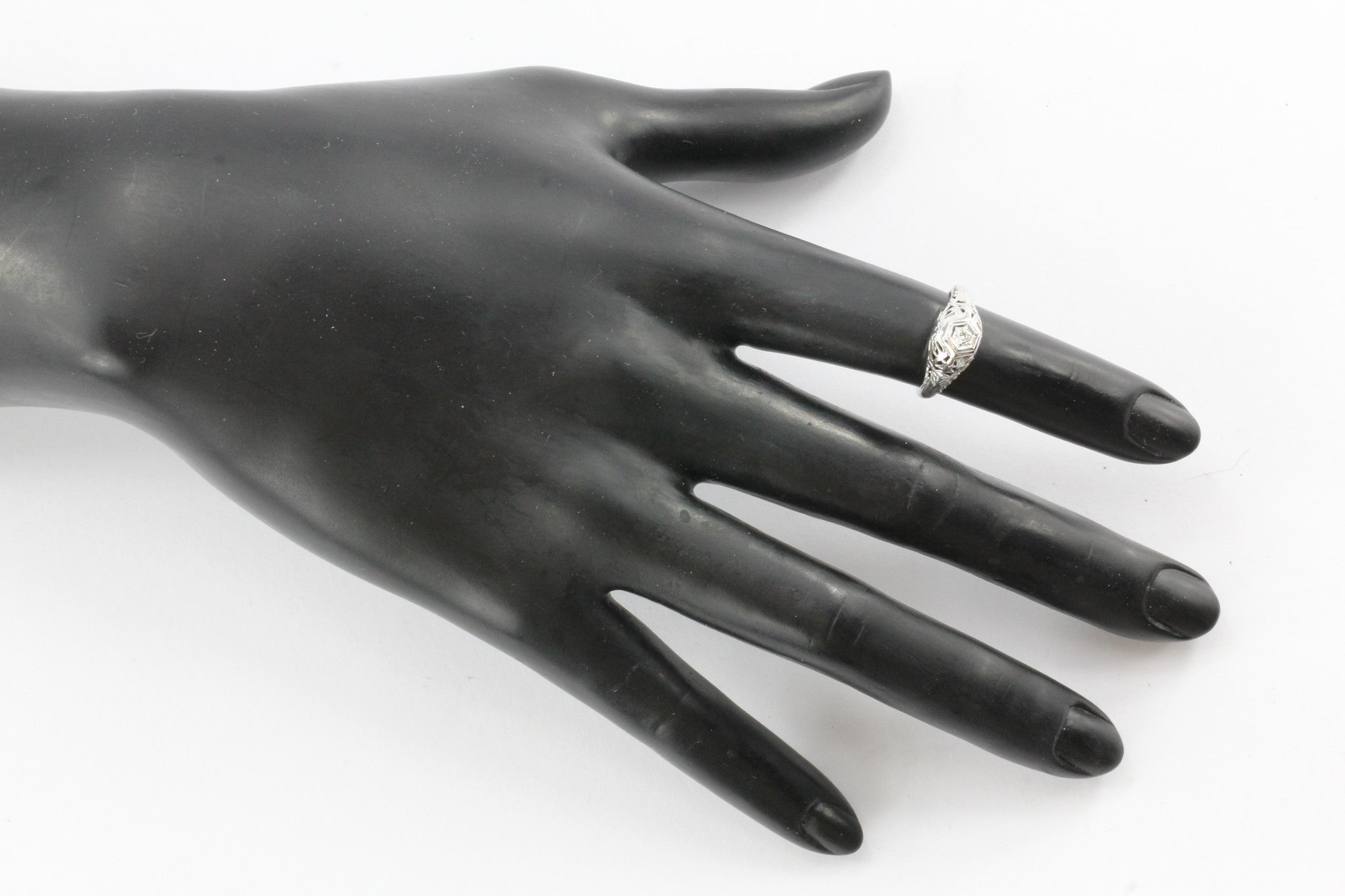 Art Deco 14K White Gold Old European Cut Diamond Engagement Ring c.1925 - Queen May