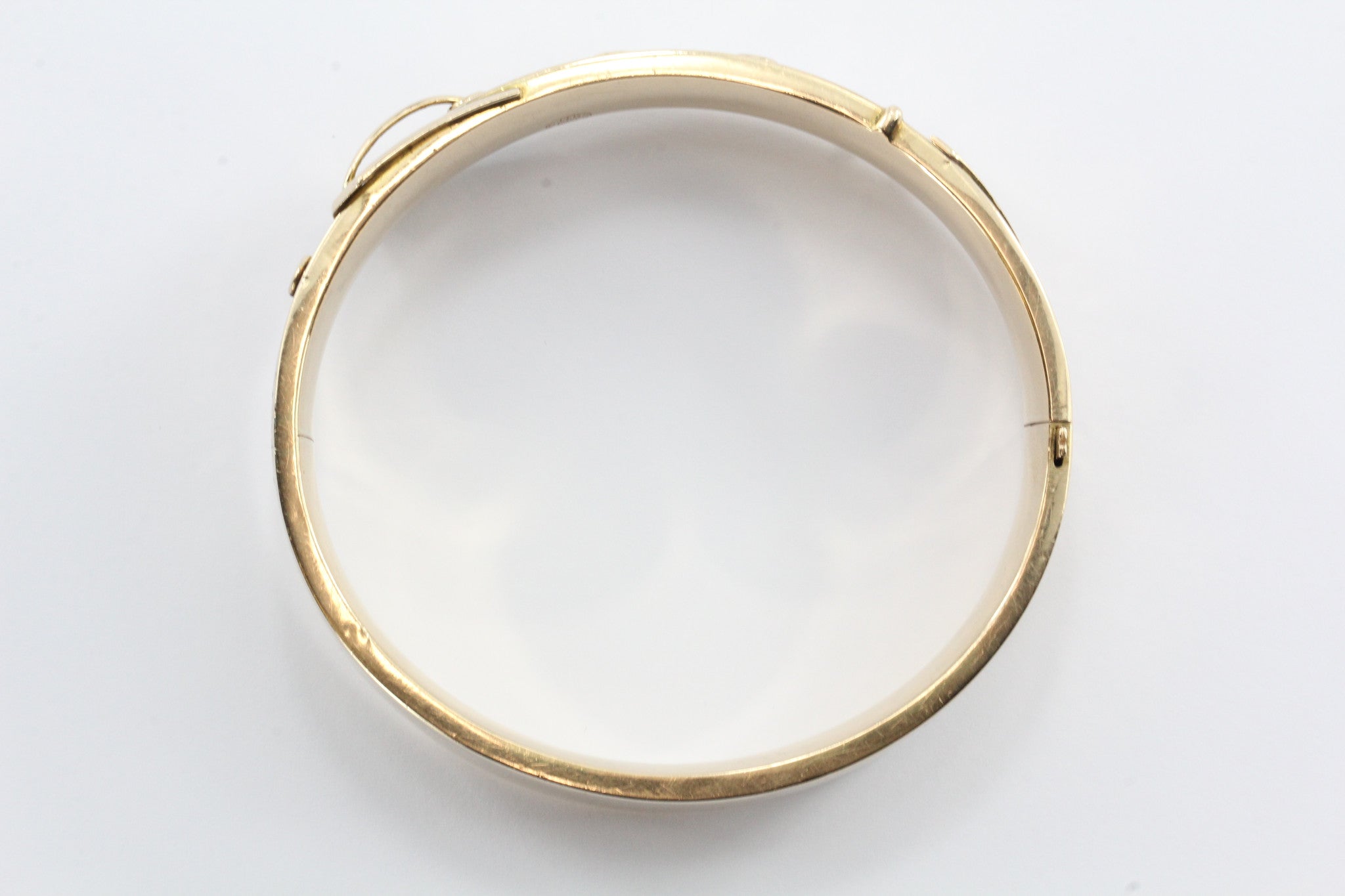 Antique 1918 Edwardian 14K Gold Belt Buckle Large Chunky Bangle Bracelet - Queen May